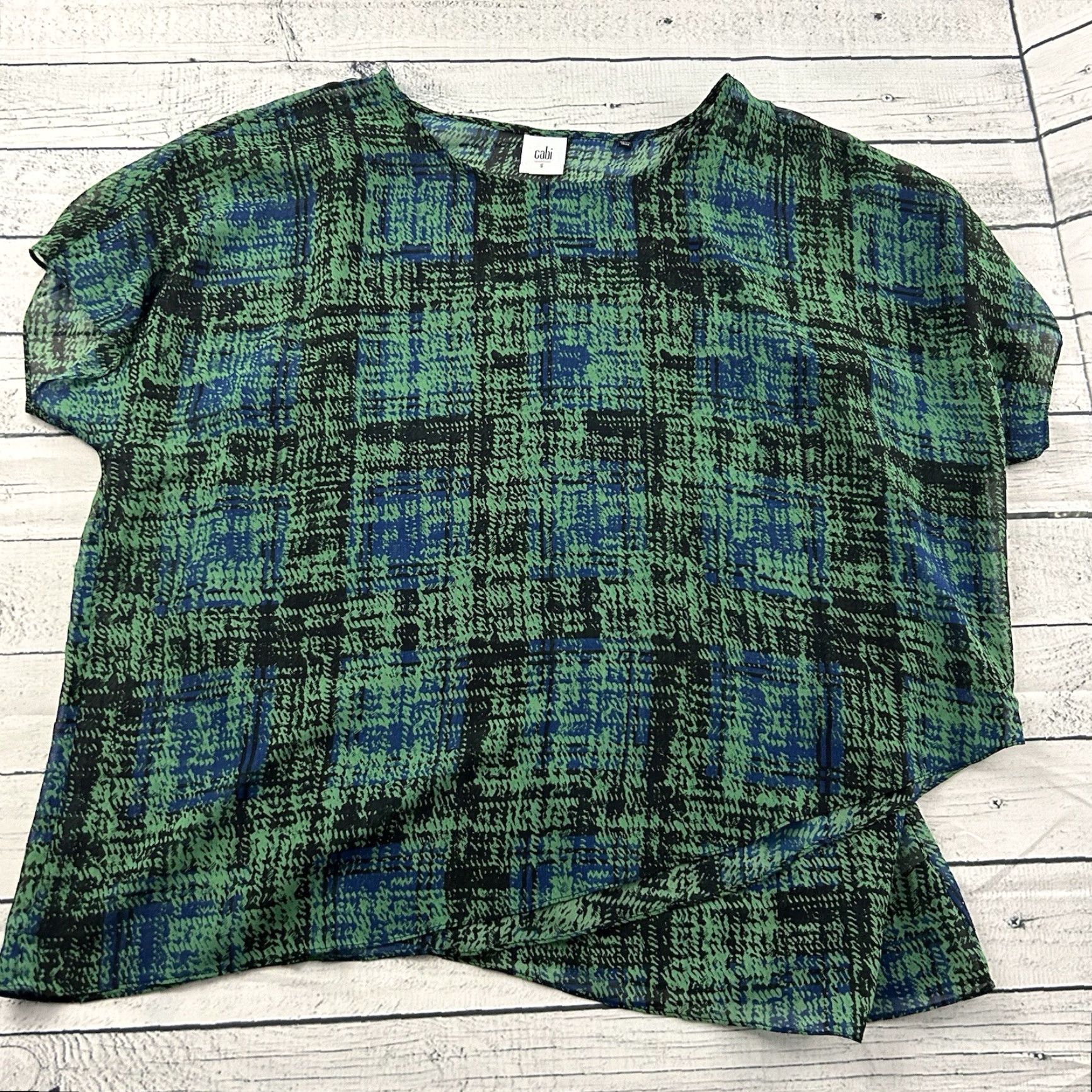 Vintage Cabi 2 Piece Tank Sheer Short Sleeve Top Women's Small Green Blue Shirt Blouse, 2 Piece, Sheer, Green, Blue, Small, Women's Size S / US 4 / IT 40 - 2 Thumbnail