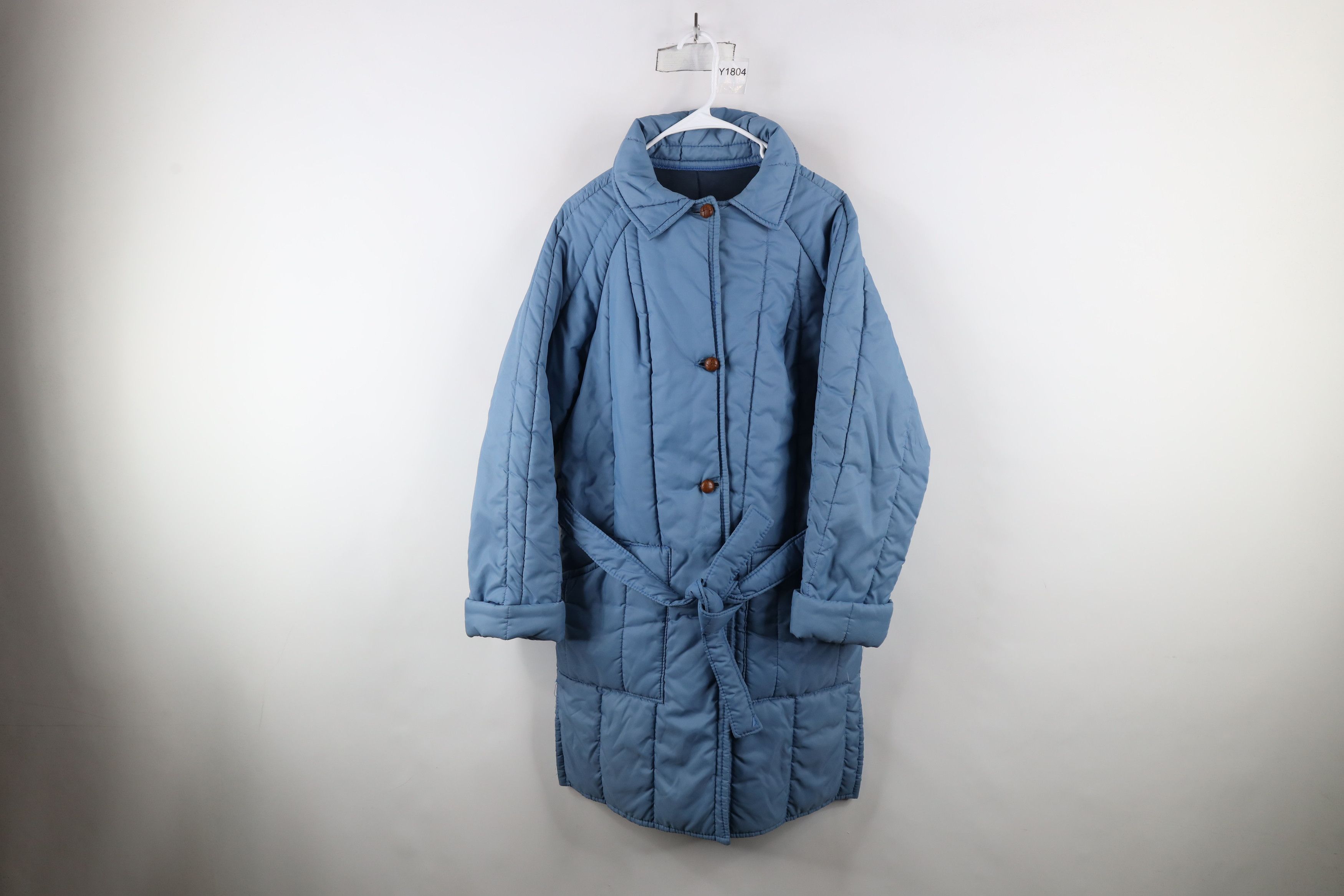 Vintage Vintage 70s Streetwear Belted Quilted Puffer Jacket Blue Size L / US 10 / IT 46 - 1 Thumbnail