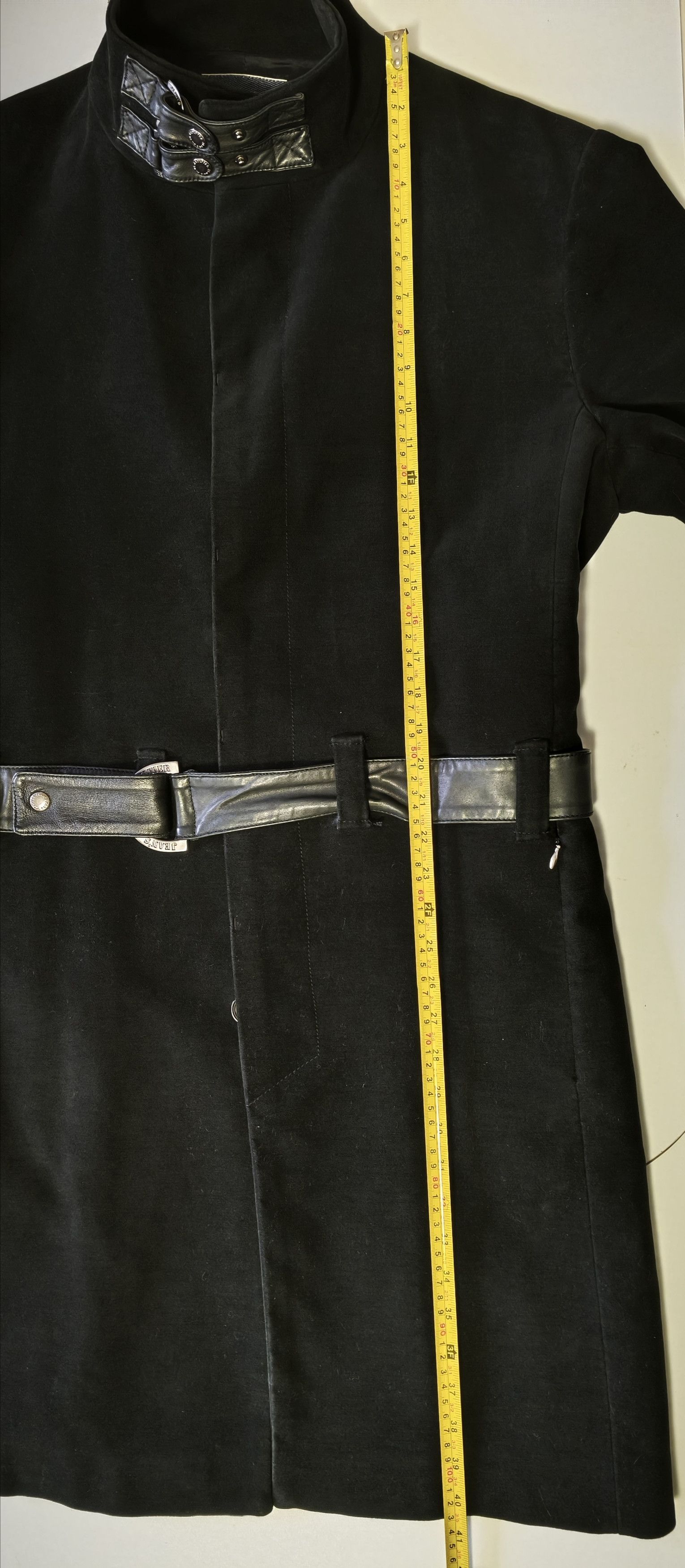 Jean Paul Gaultier Black velvet coat with black leather straps Size US L / EU 52-54 / 3 - 13 Thumbnail