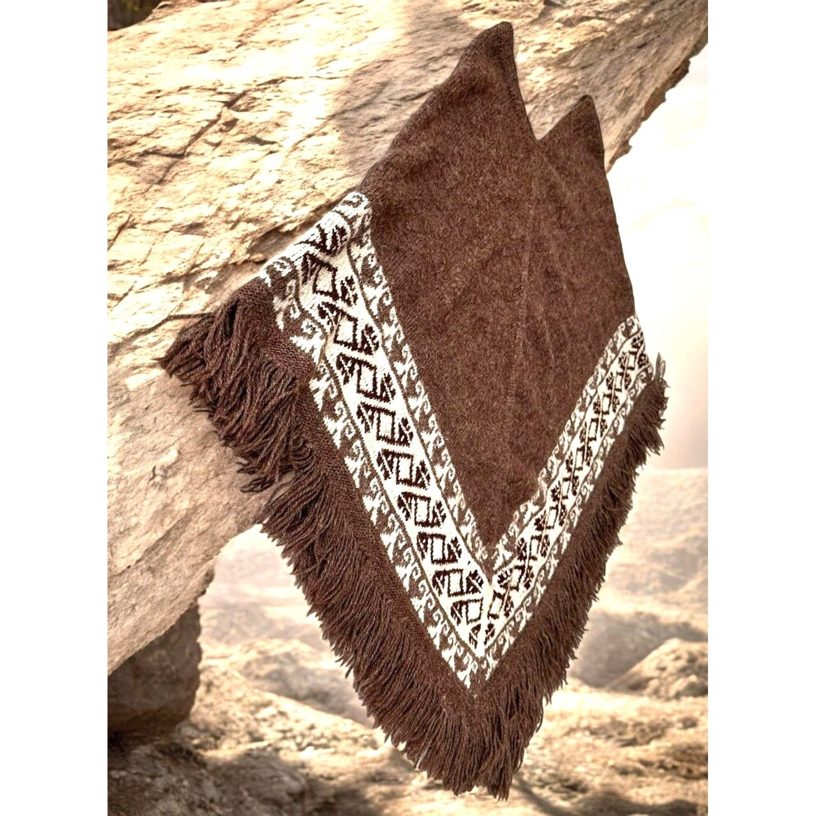 Vintage Vintage Fotrama Poncho Shawl Cape One Size Alpaca Wool Fring Size ONE SIZE - 5 Thumbnail