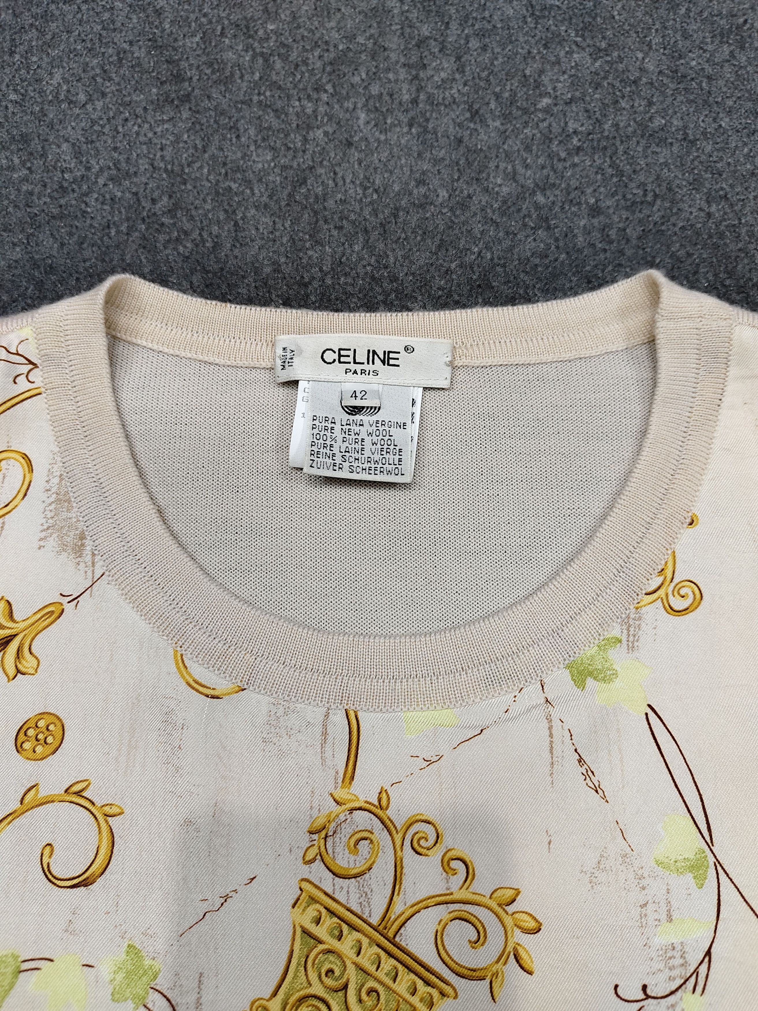 Celine 00s Celine- Silk Panel Baroque Classical Print Knit Top Size M / US 6-8 / IT 42-44 - 6 Thumbnail