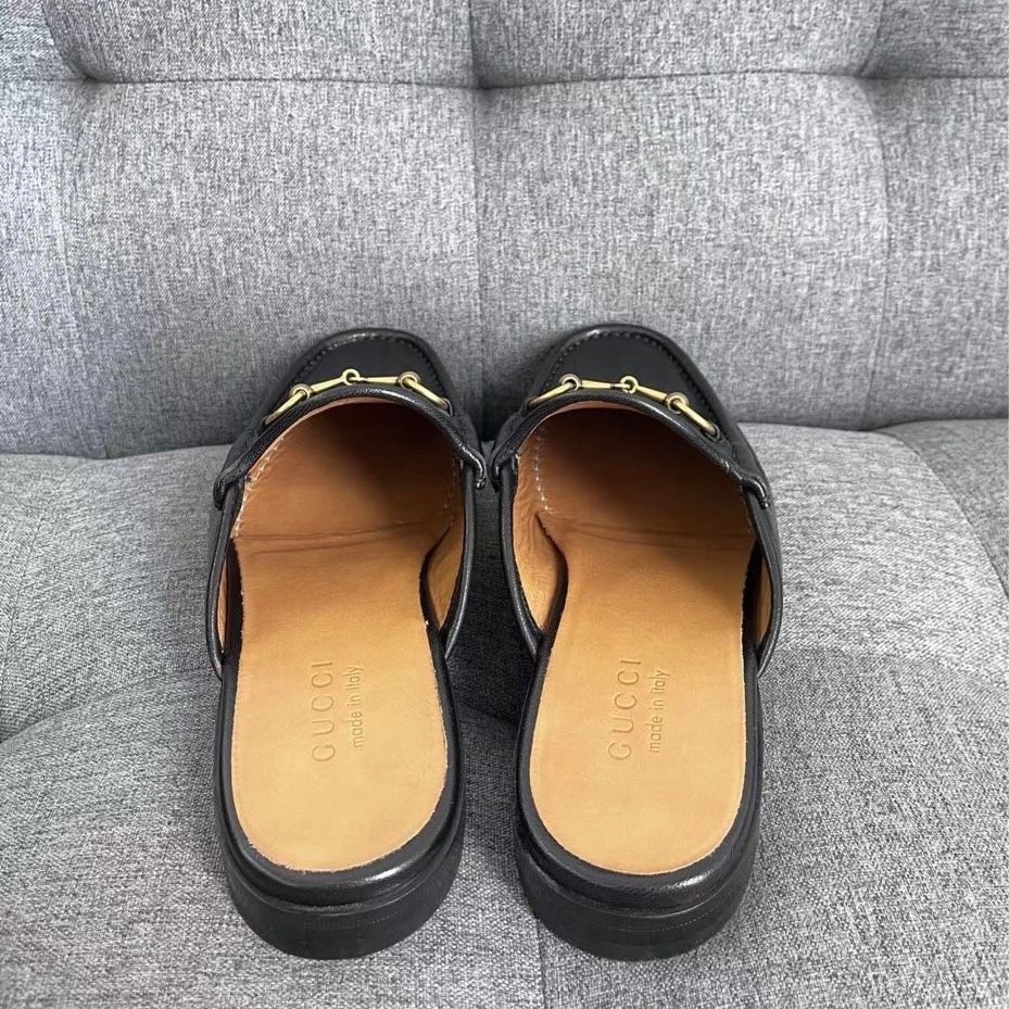 Gucci Gucci Black Leather Horsebit Loafers Slip-On Mule Shoes Size Size US 8.5 / IT 38.5 - 7 Thumbnail