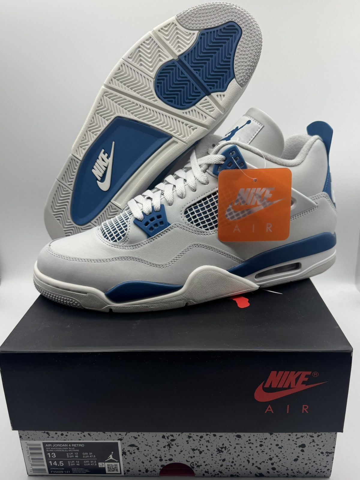 Nike Nike Air Jordan 4 Retro Military Industrial Blue 2024 Size US 13 / EU 46 - 1 Thumbnail