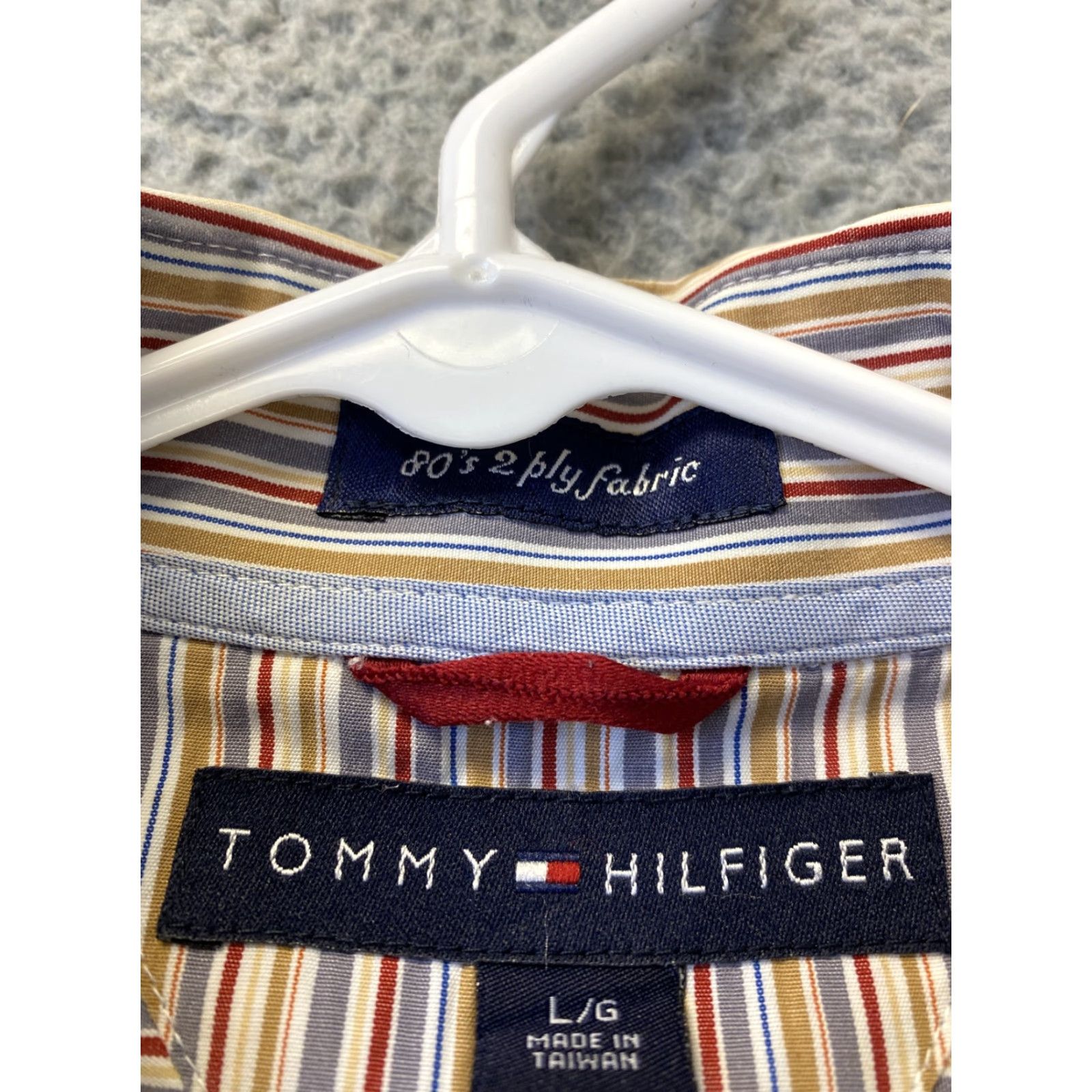 Tommy Hilfiger VINTAGE Tommy Hilfiger Button-Up Shirt Large Striped Brown Long Sleeve Casual Mens Size US L / EU 52-54 / 3 - 6 Thumbnail