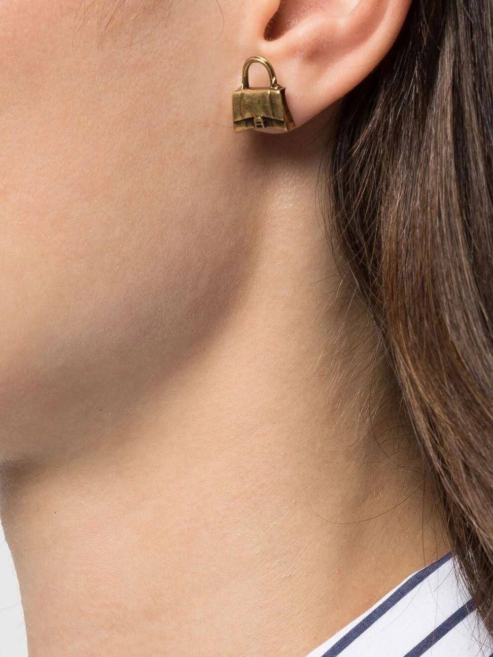 Balenciaga o1in1g1024 Size : OS / Bag XS Stud Earrings in Gold Size ONE SIZE - 3 Thumbnail