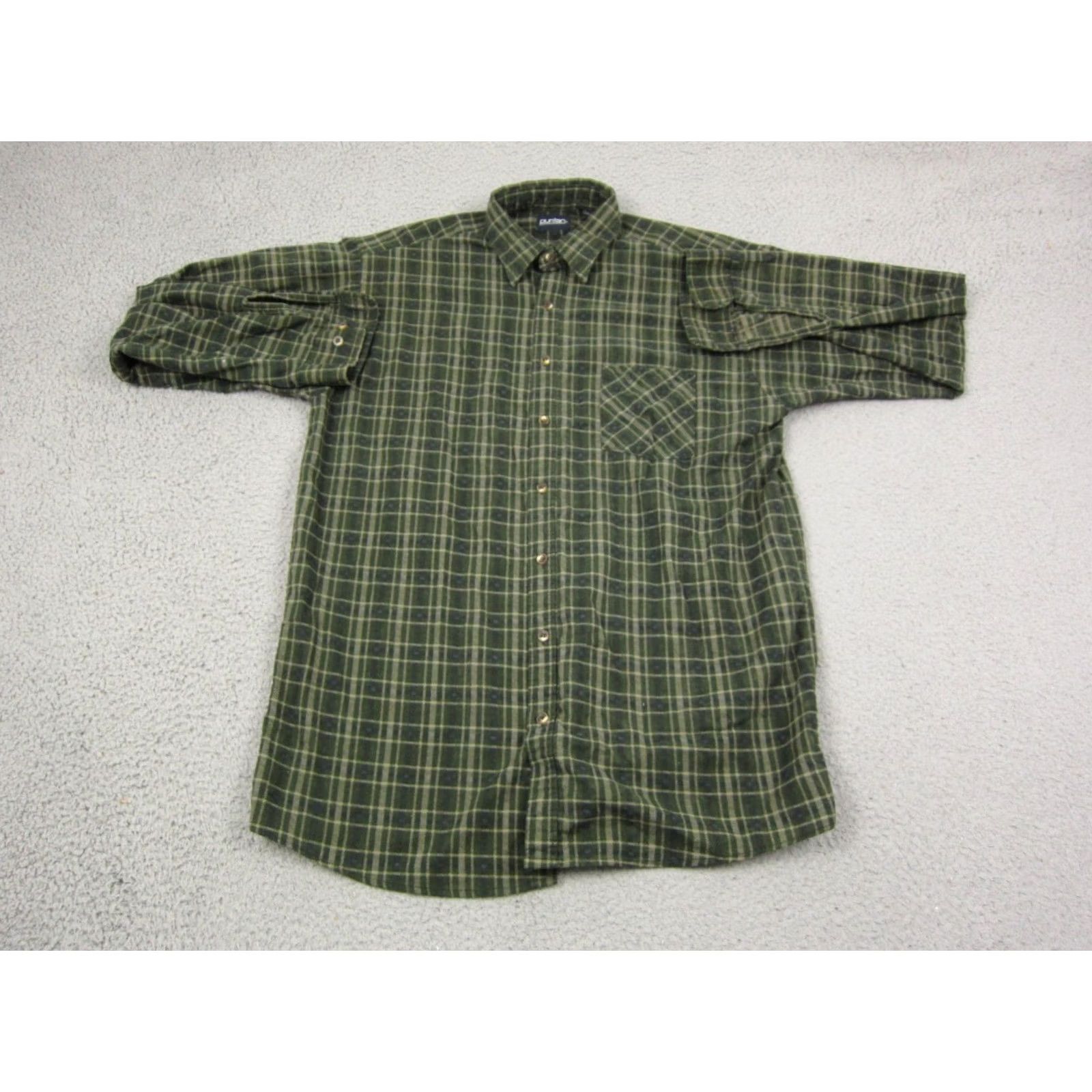 Vintage Vintage Puritan Flannel Shirt Adult Large Tall LT Green Plaid Mens Made in USA Size US L / EU 52-54 / 3 - 2 Thumbnail