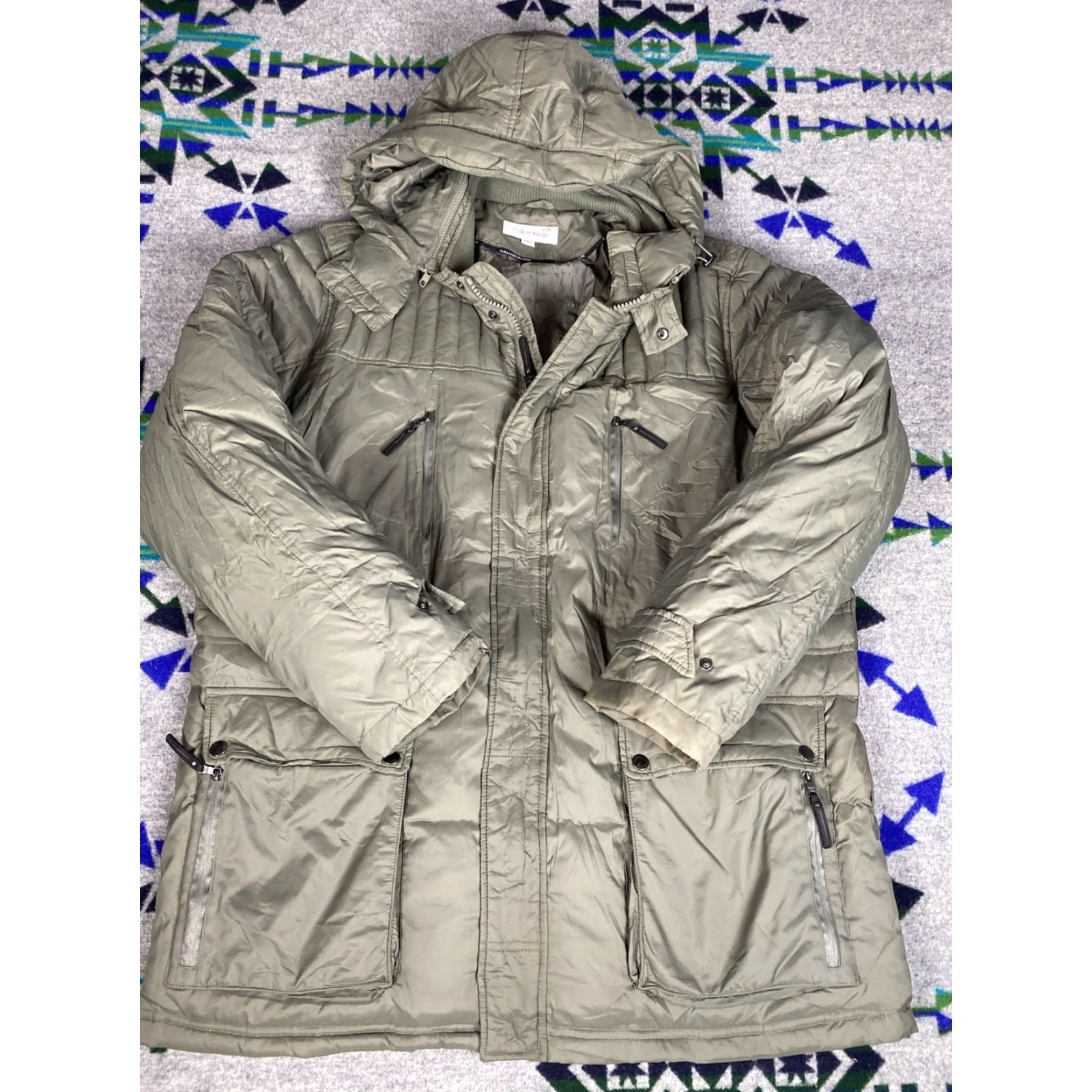 Calvin Klein Calvin Klein Down Feather Long Jacket Hoodie Coat XL Mens Green Size US XL / EU 56 / 4 - 2 Thumbnail