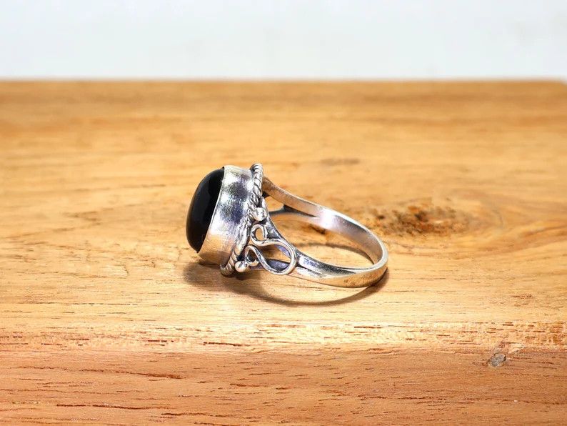 Handmade Black Onyx 925 Sterling Silver Ring - Handmade Jewelry Size ONE SIZE - 4 Thumbnail