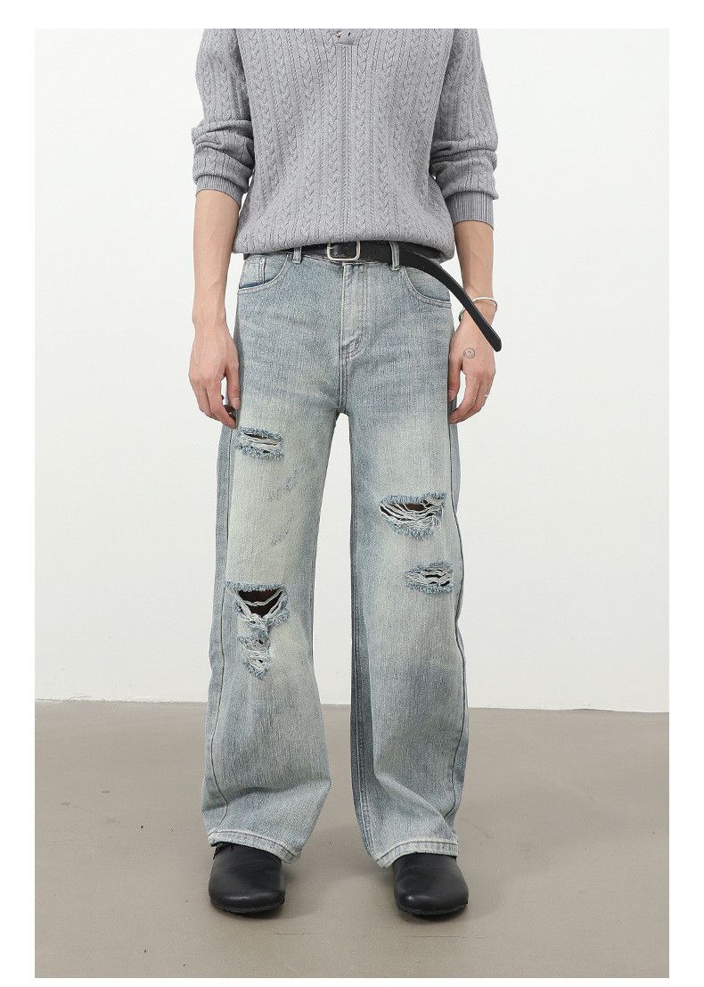 Jean Retro men's loose American high street ripped scimitar jeans Size US 32 / EU 48 - 1 Thumbnail