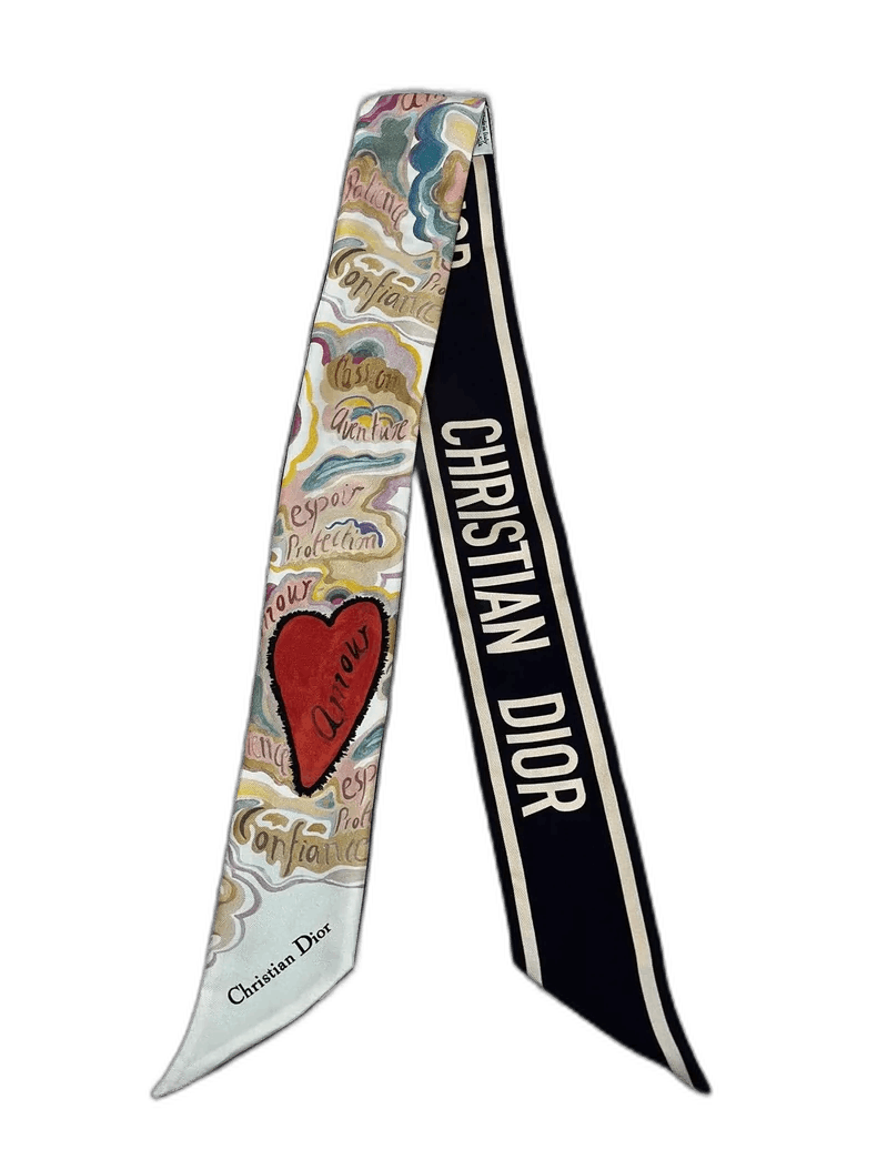 Dior Dior Letter Logo Heart Silk Scarf Size ONE SIZE - 1 Thumbnail