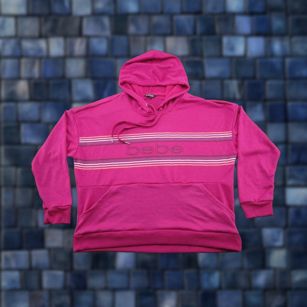 Bebe Bebe Sport Women's Hoodie Pullover Striped Logo Zip Pink Plus Size 2X Size XXL / US 16-18 / IT 52-54 - 1 Thumbnail