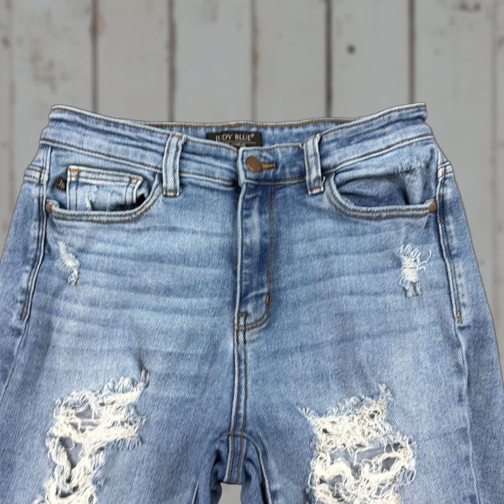 Denime Judy Blue Jeans Womens 5 26x28 Blue Distressed Stretch Light Wash Denim Womens Size 27" / US 4 / IT 40 - 1 Thumbnail