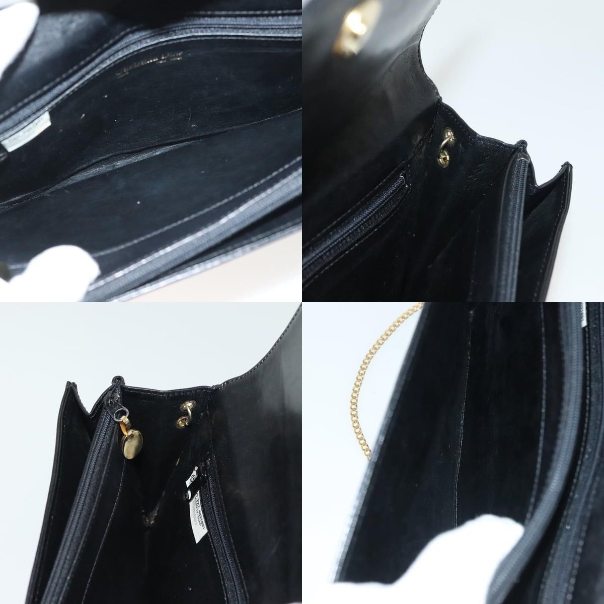 Dior DIOR Chain Shoulder Bag Leather Black Gold Size ONE SIZE - 12 Thumbnail