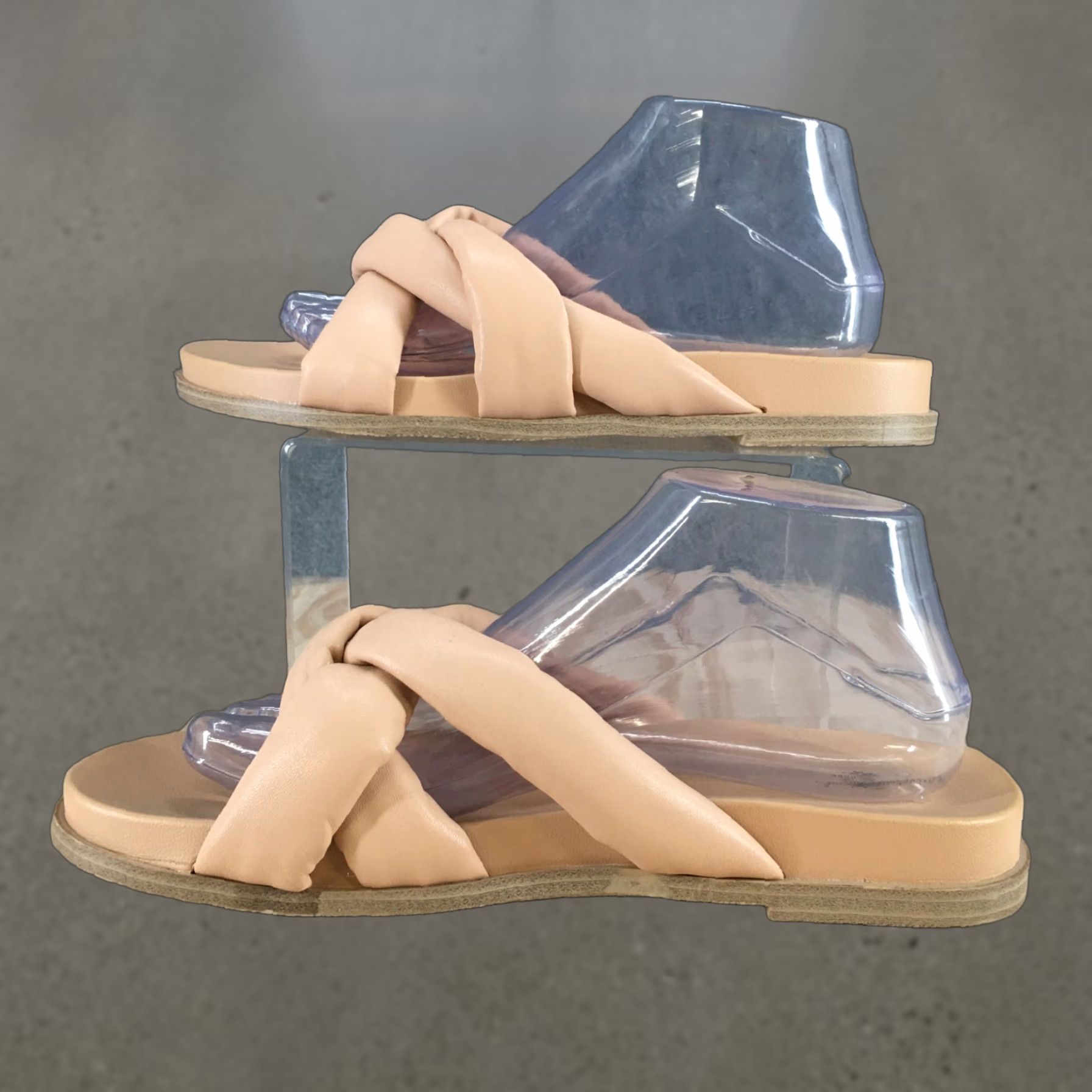 Vintage Universal Thread Sandals Womens 9.5 Slide Tan Faux Leather Slip On Casual Flats Size US 10 / IT 40 - 1 Thumbnail