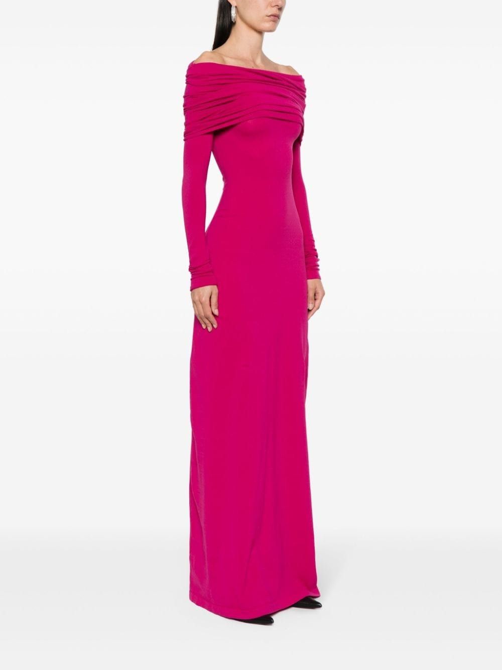 Balenciaga o1w1db10825 Boat Collar Double Layer Dress in Deep Pink Size M / US 6-8 / IT 42-44 - 3 Thumbnail