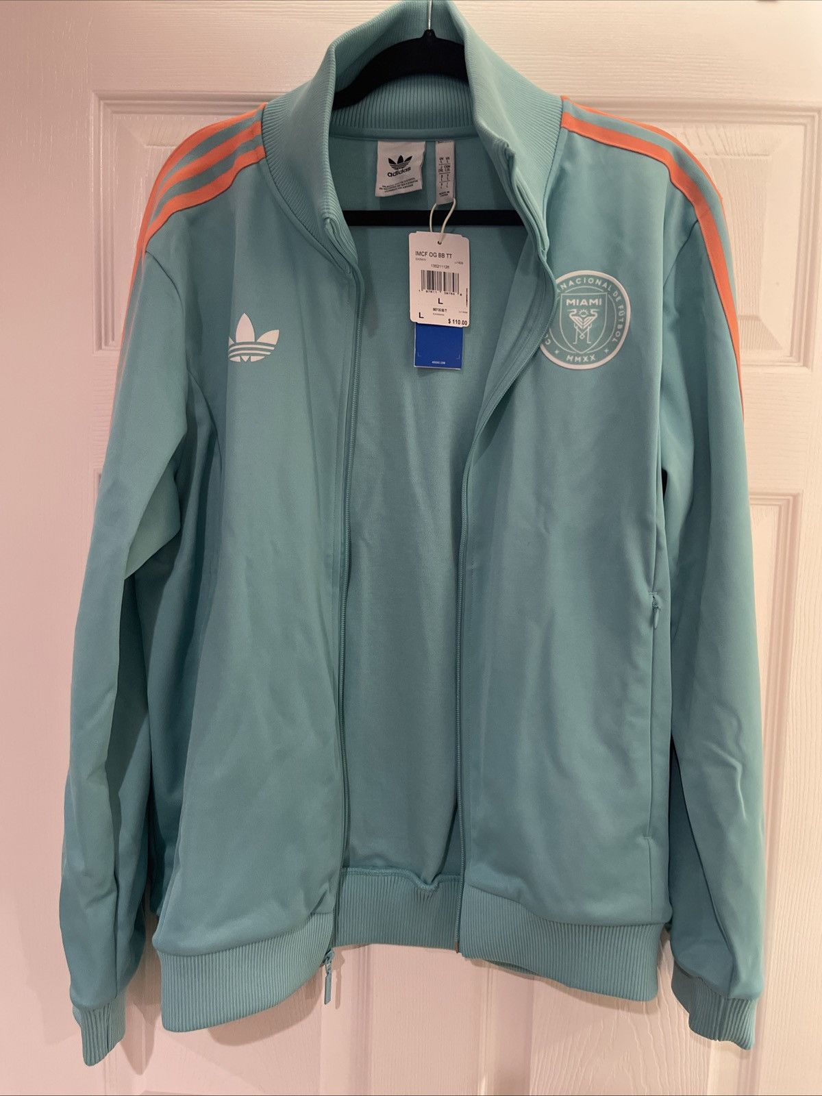 Adidas Adidas Inter Miami CF Soccer Track Jacket Aqua Orange size L Size US L / EU 52-54 / 3 - 1 Thumbnail