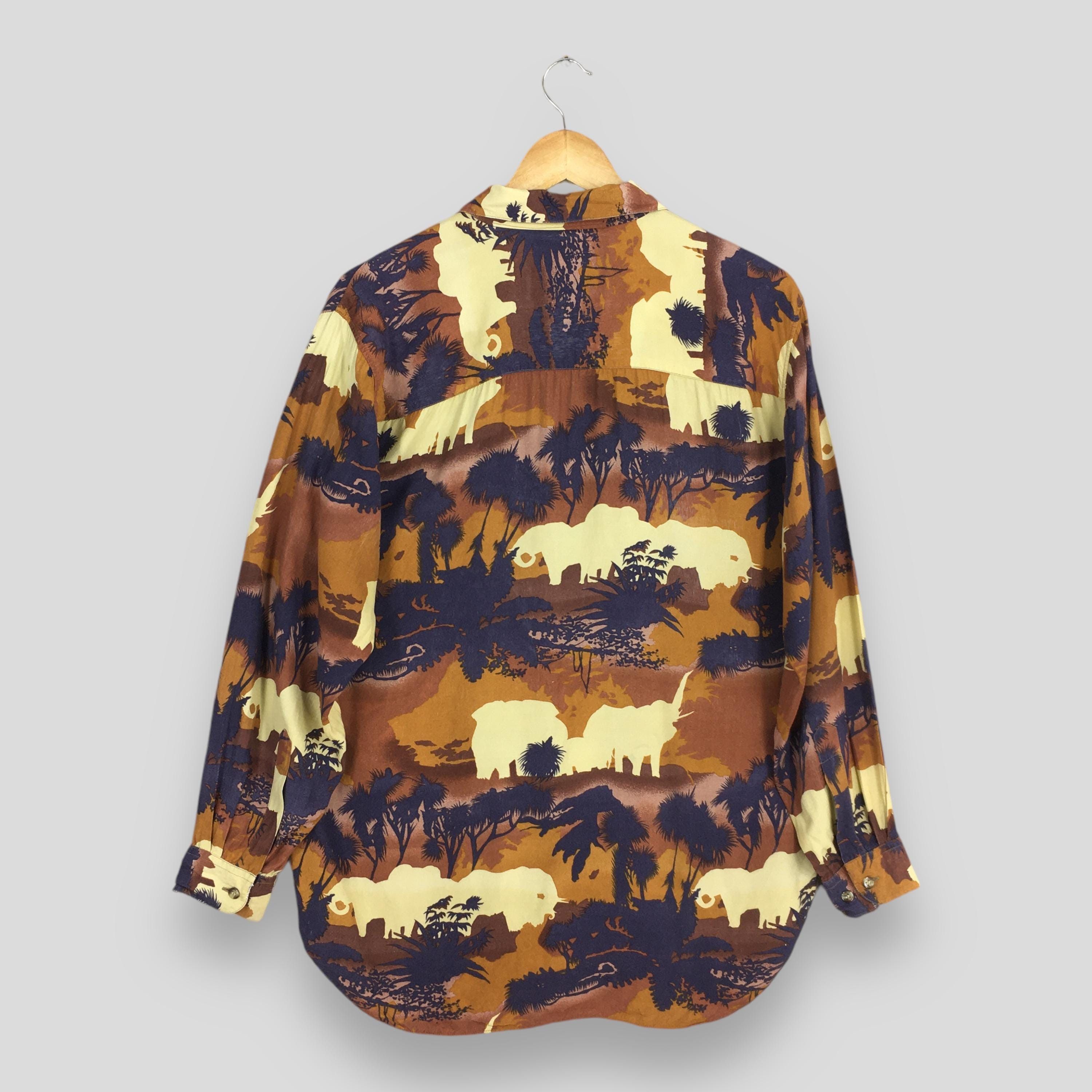 Flannel × Vintage Vintage 80s Jungle Abstract Rayon Shirt Large Size US L / EU 52-54 / 3 - 7 Thumbnail