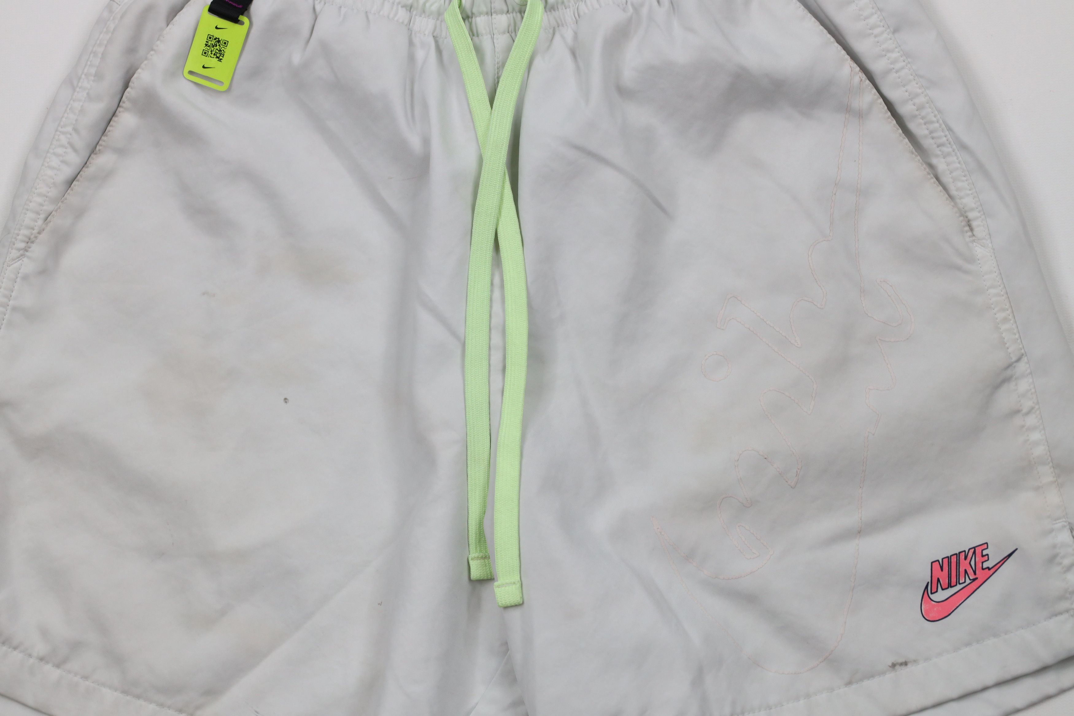 Nike × Vintage Nike Spell Out Big Logo Lined Woven Festival Shorts Gray Size US 32 / EU 48 - 3 Thumbnail