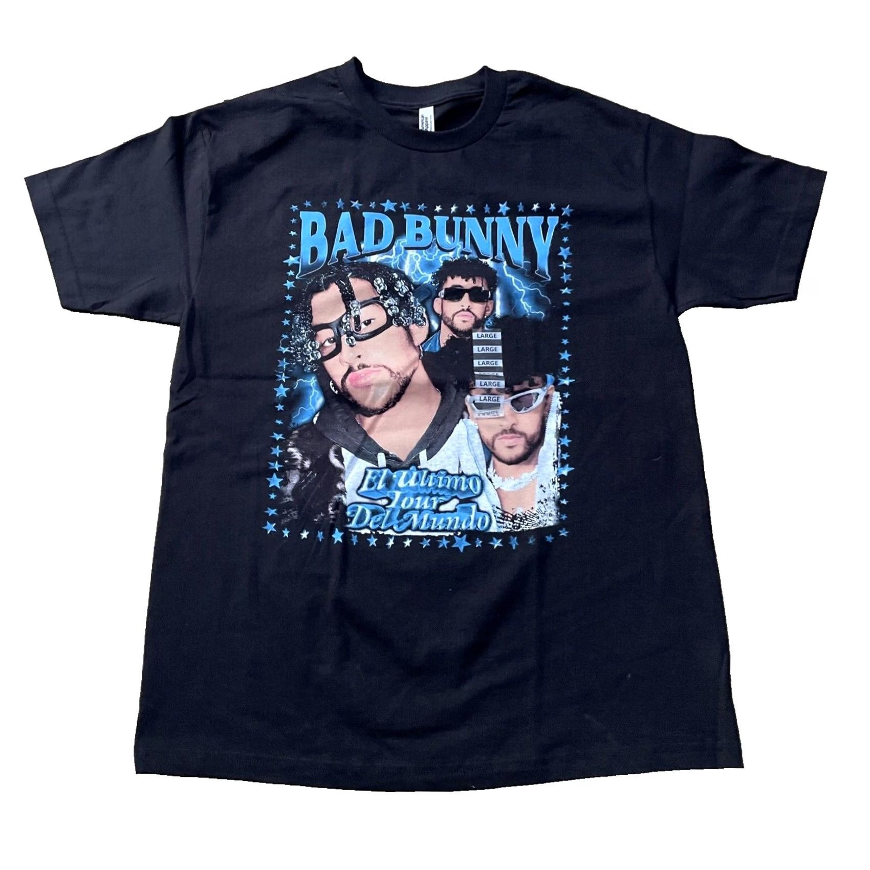 Vintage BAD BUNNY EL ULTIMO TOUR T Shirt Men L Blue Graphic Tee New Excellent Size US L / EU 52-54 / 3 - 2 Thumbnail