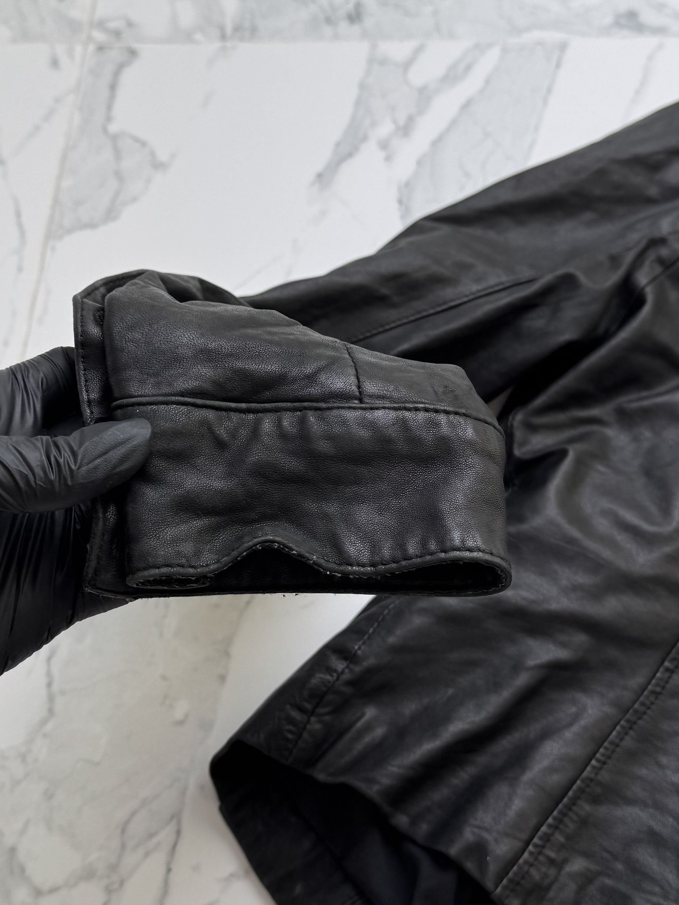 Vintage Y2K Leather Utility Moto Jacket Womens Fitted XS Zip Pocket Size XS / US 0-2 / IT 36-38 - 12 Thumbnail