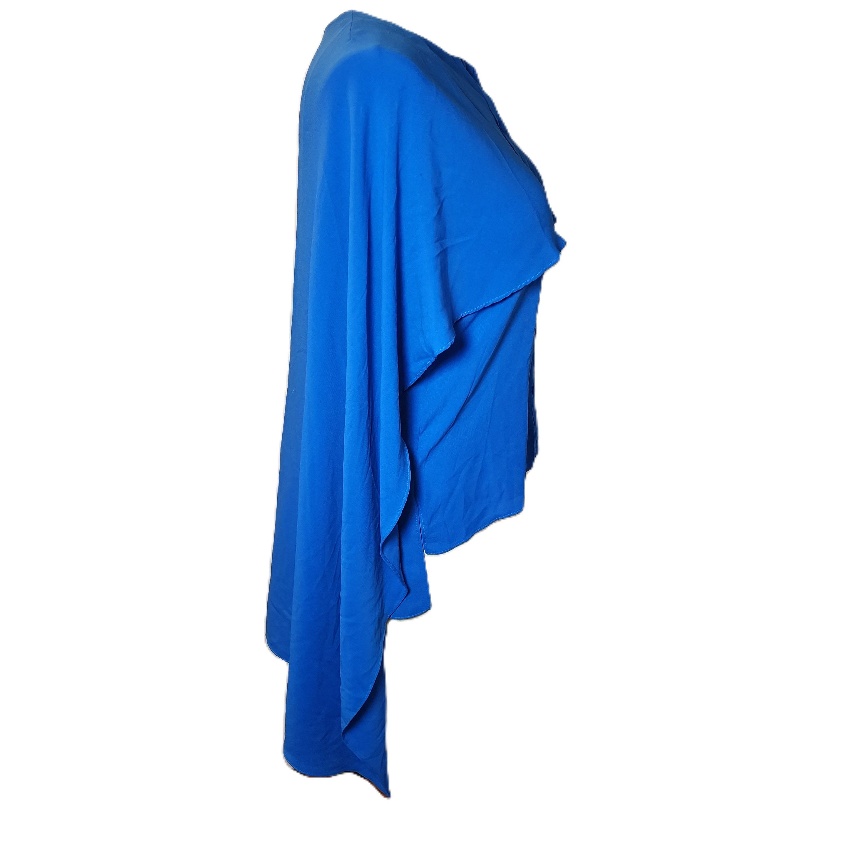 Prabal Gurung Blue Asymmetrical Button Down Blouse Draped Sleeve Size M / US 6-8 / IT 42-44 - 6 Thumbnail