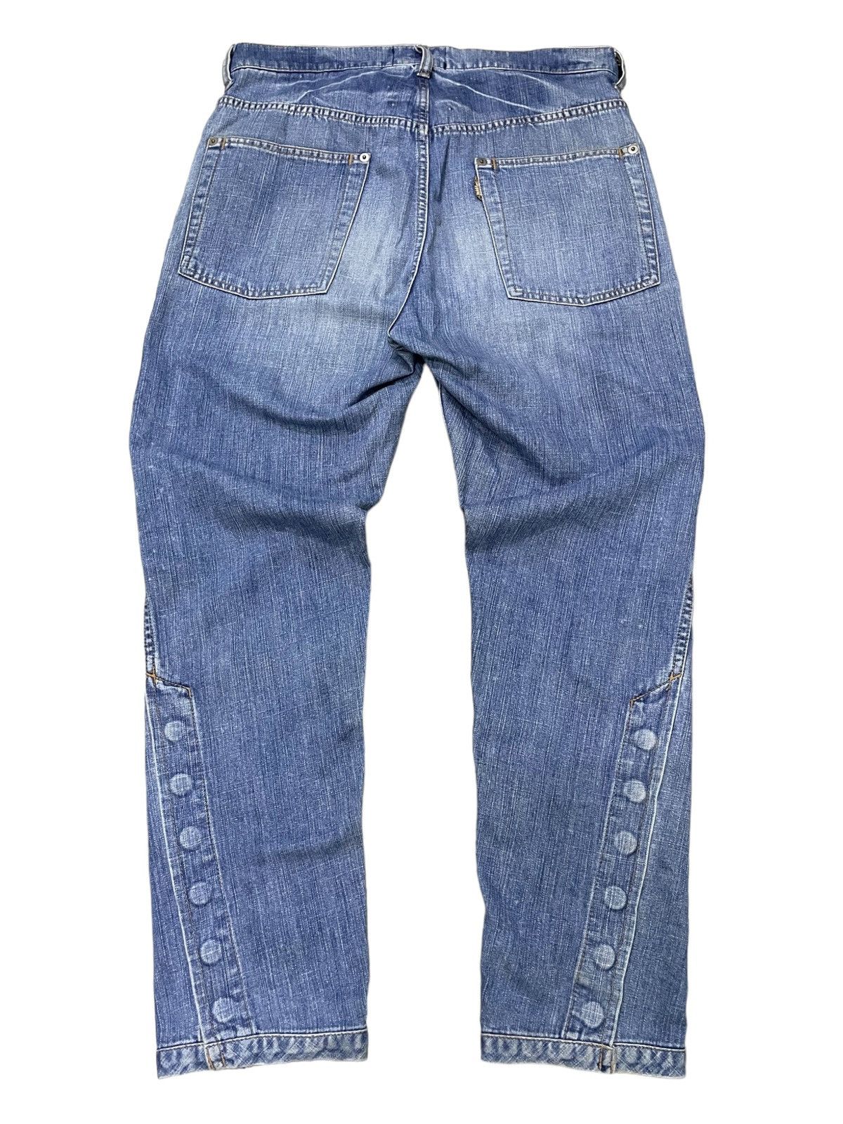 Final Home × Issey Miyake × Zucca Zucca By Issey Miyake Scuba Crotch Button Leg Wash Jeans Size US 31 - 2 Thumbnail