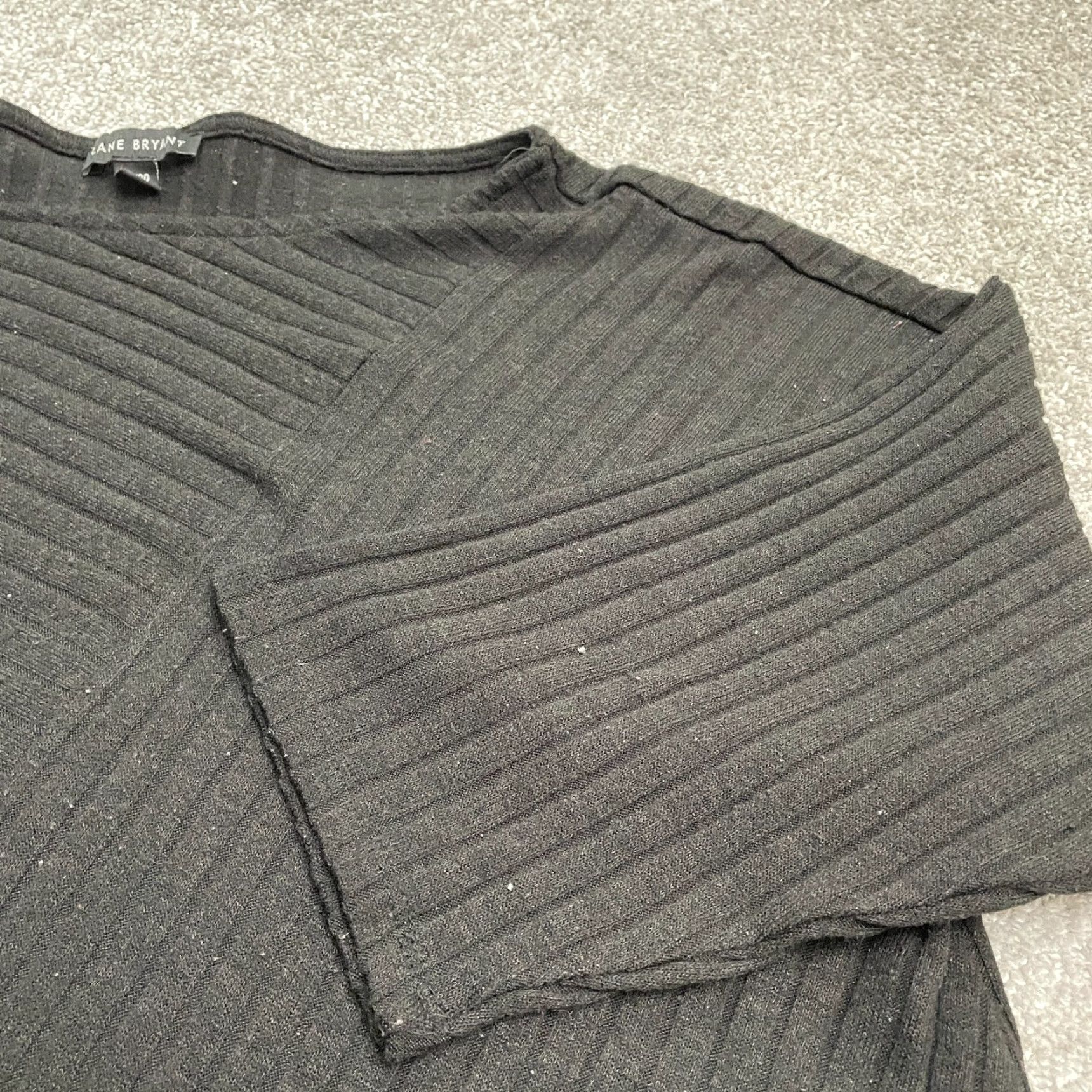 Vintage Lane Bryant Sweater Womens 18/20 Black Half Sleeve Boat Neck Ribbed Knit Casual Size XXL / US 16-18 / IT 52-54 - 5 Thumbnail