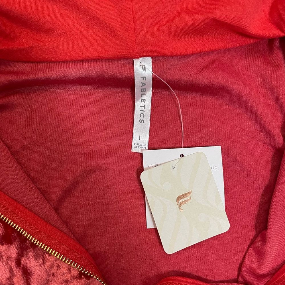 Fabletics NWT New $85 Fabletics Red Crushed Velour Zip Up Hoodie Size Size L / US 10 / IT 46 - 8 Thumbnail