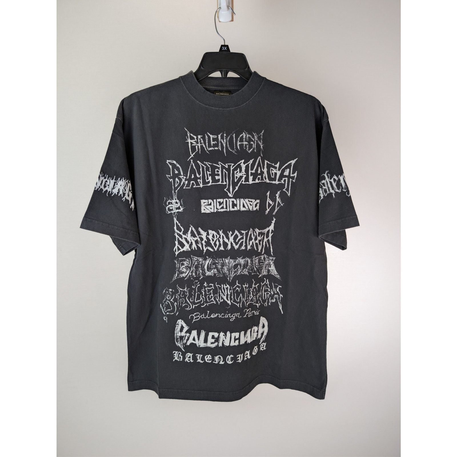 Balenciaga o1rshd1 Heavy Graphic Print DIY Metal Logo T-shirt in Black Size US M / EU 48-50 / 2 - 2 Thumbnail