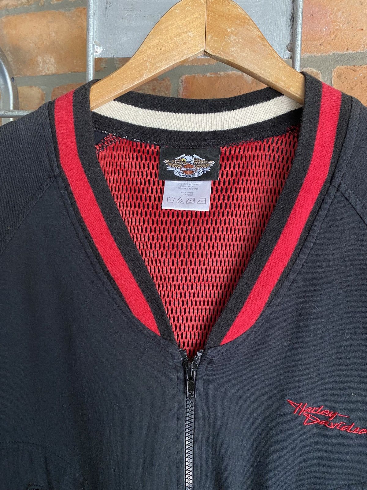 Harley Davidson HARLEY-DAVIDSON Black Zip-Up Jacket with Red Stripes Size M / US 6-8 / IT 42-44 - 3 Thumbnail