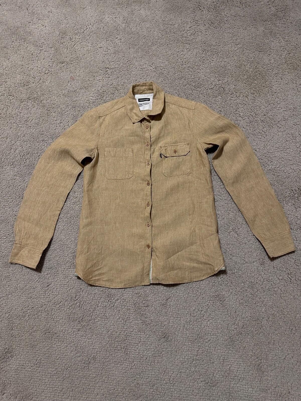 Freitag FREITAG E380 Womens Long Sleeve Breige Linen Button Shirt Size S / US 4 / IT 40 - 1 Thumbnail