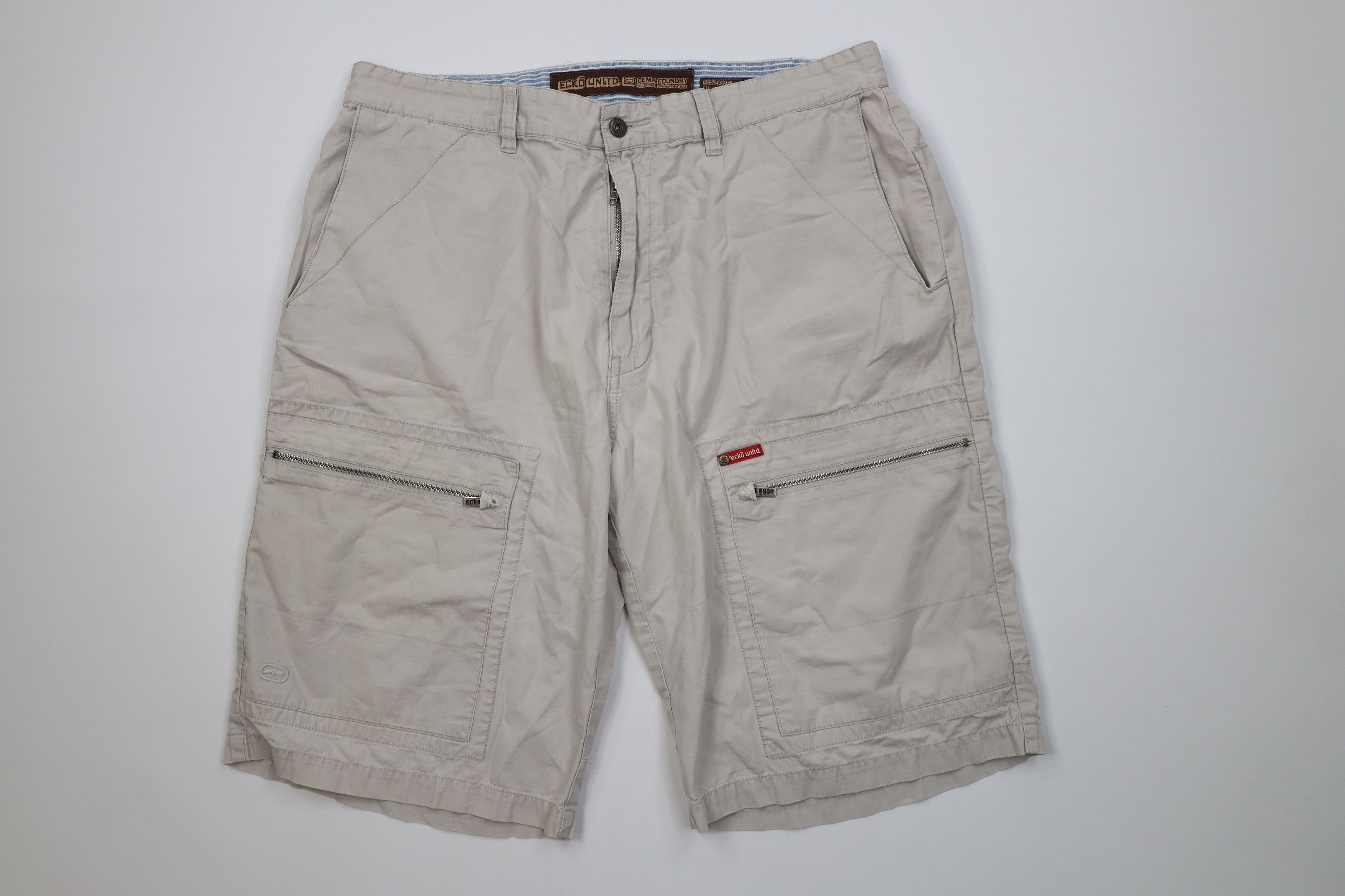 Ecko Unltd. Vintage 90s Y2K Ecko Baggy Ripstop Cargo Shorts Beige Cotton Size US 38 / EU 54 - 1 Thumbnail