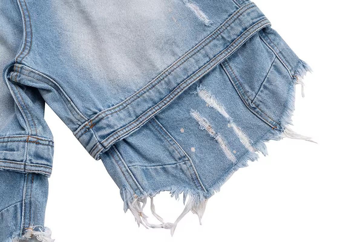Japanese Brand × Jean Washed Distressed Tassel Quarter Jeans Shorts Size US 33 - 9 Thumbnail