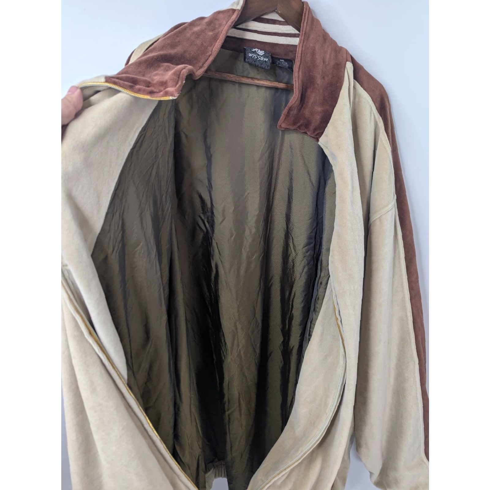 Velour VINTAGE Al Wissam Tracksuit Velour Brown Beige 3XL Men Hip Hop Streetwear Jacket Pants Set Velour Insulated Long Sleeve Brown Big & Tall Mens Size US 39 - 4 Thumbnail