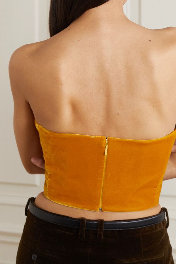 Saint Laurent Paris o1s1wg110924 Bustier in Velvet in Orange Size XS / US 0-2 / IT 36-38 - 3 Thumbnail