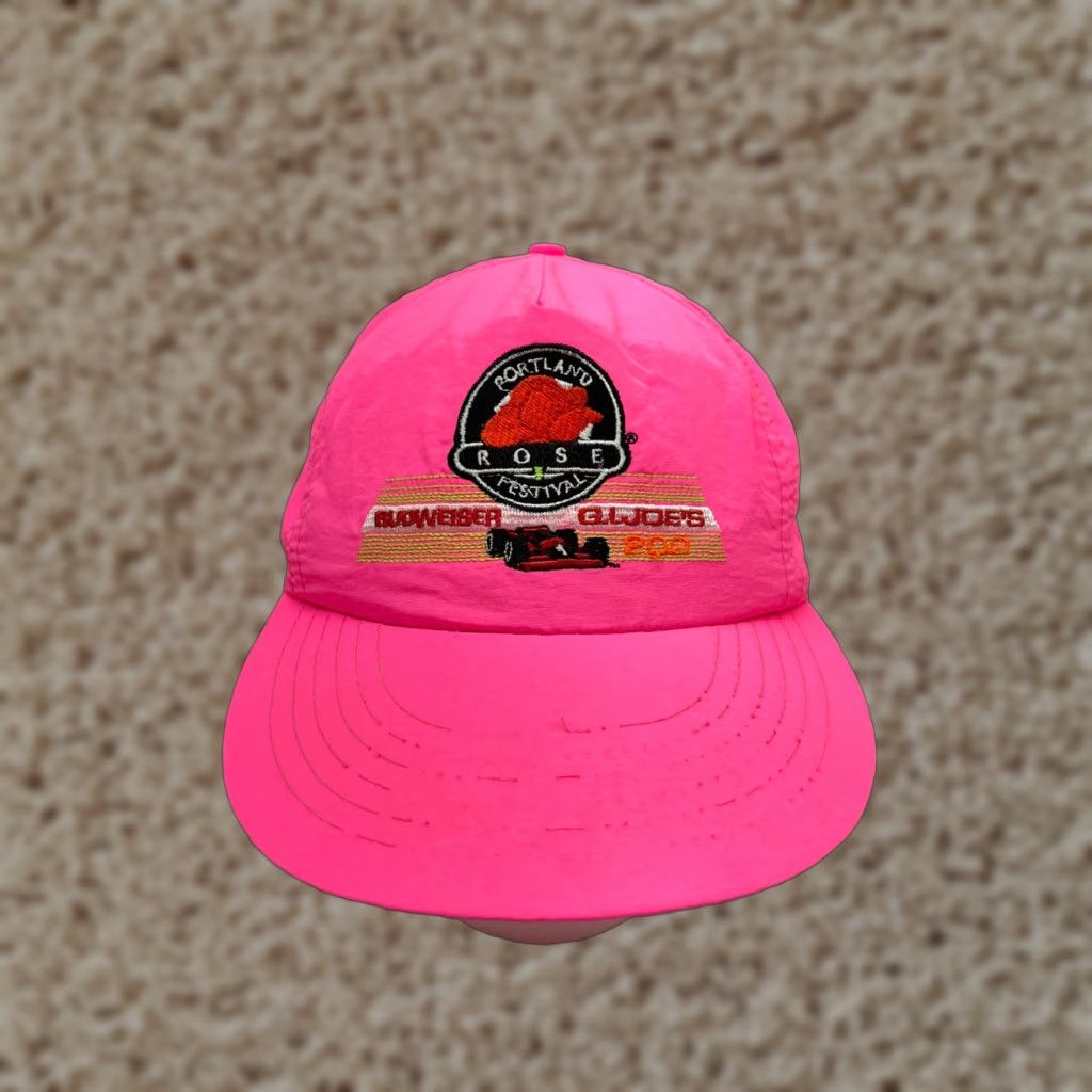 Vintage VINTAGE Portland Rose Festival GI Joe's Race Hat Cap Snap Back Adult One Size Pink Nylon Size ONE SIZE - 1 Thumbnail