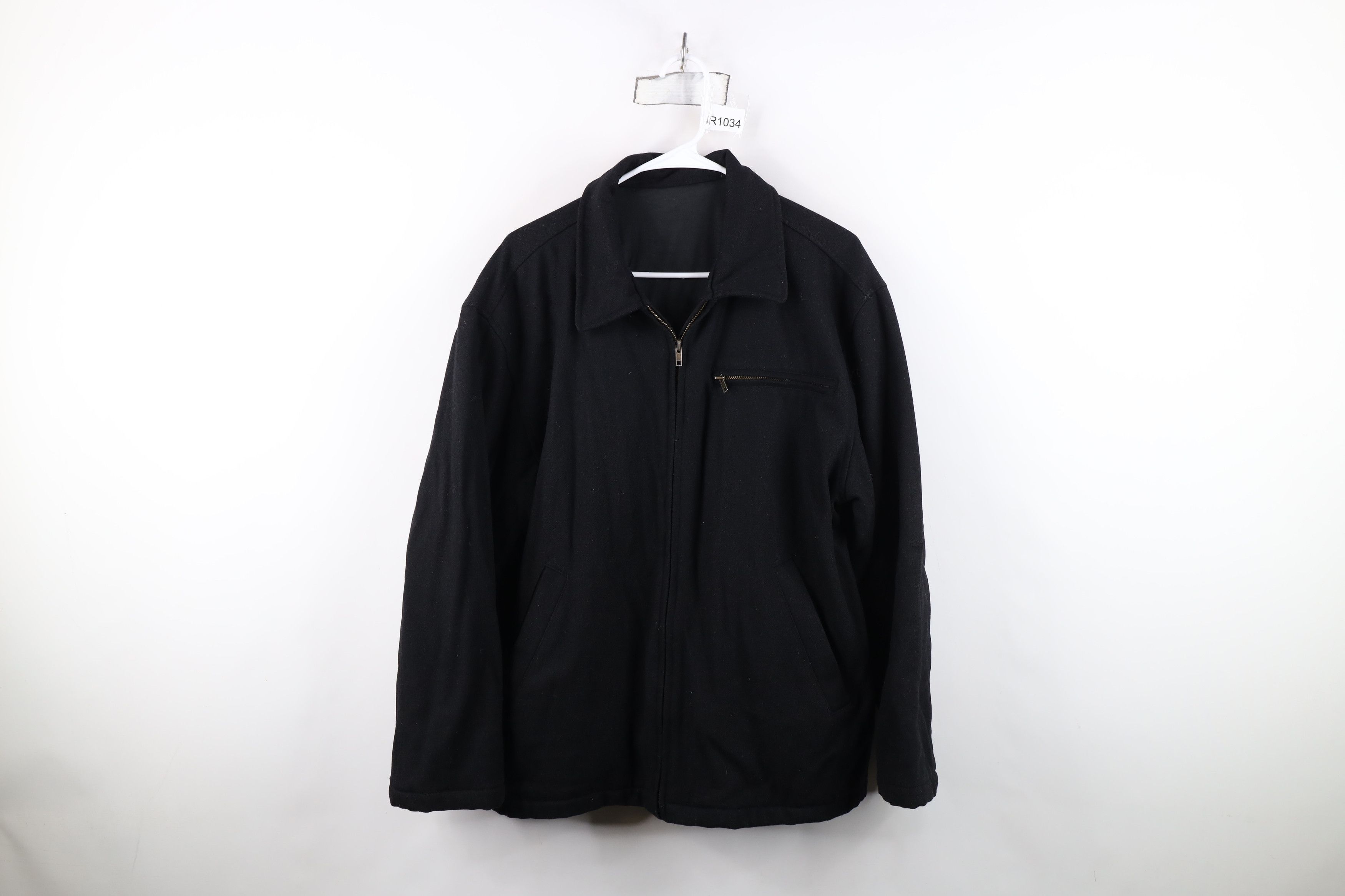 Vintage Vintage 90s Streetwear Wool Full Zip Bomber Jacket Black Size US L / EU 52-54 / 3 - 1 Thumbnail
