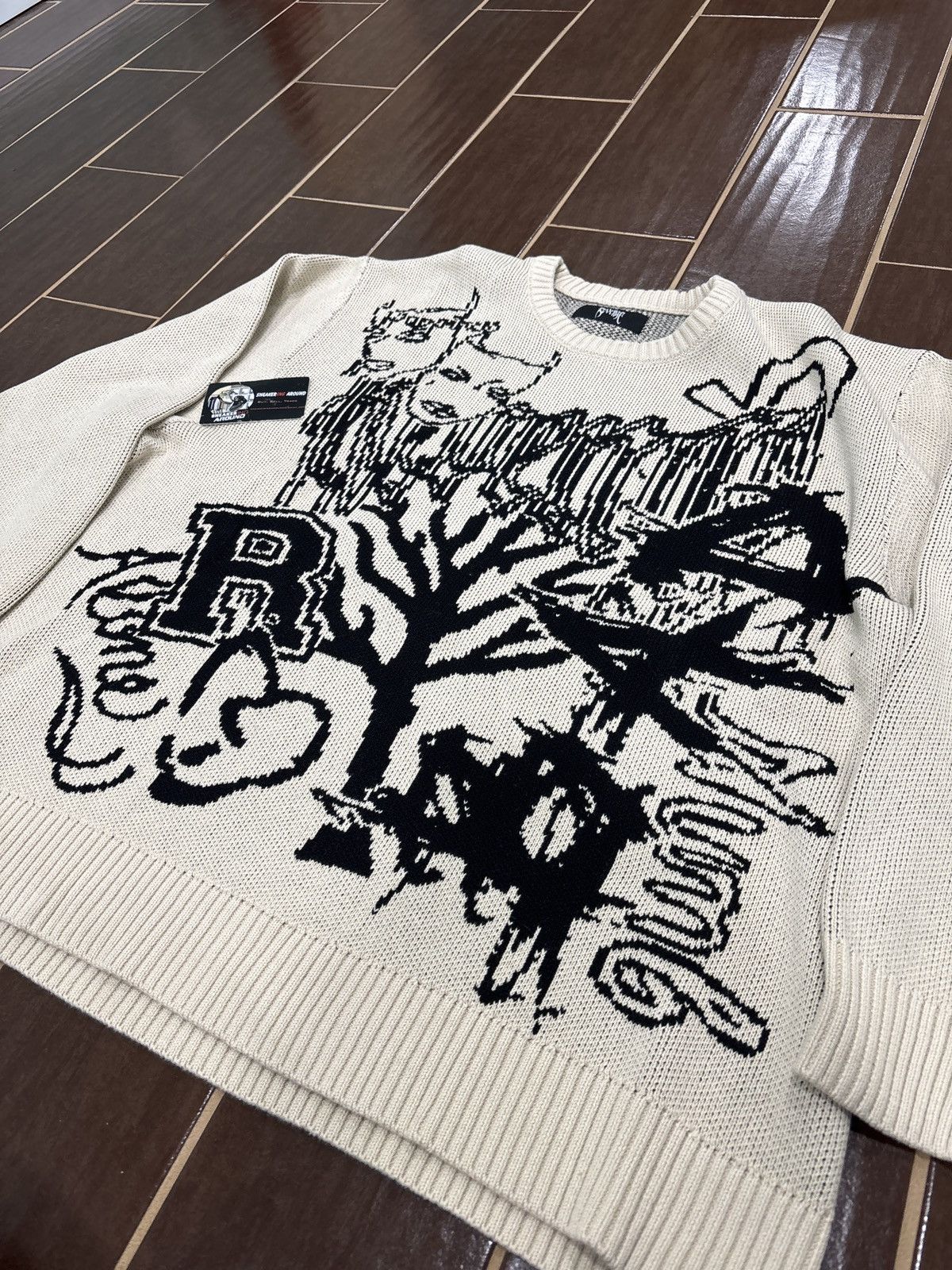 Revenge BRAND NEW Revenge XXXtentacion Collage Knit Sweater Cream XL Size US XXL / EU 58 / 5 - 4 Thumbnail