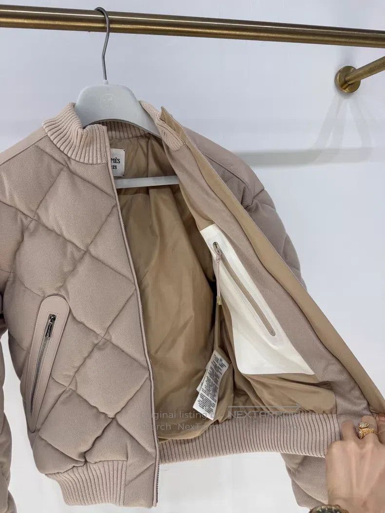 Hermes Hermes Beige Cashmere and Leather Patchwork Diamond Quilte Size XXS / US 00 / IT 34 - 5 Thumbnail