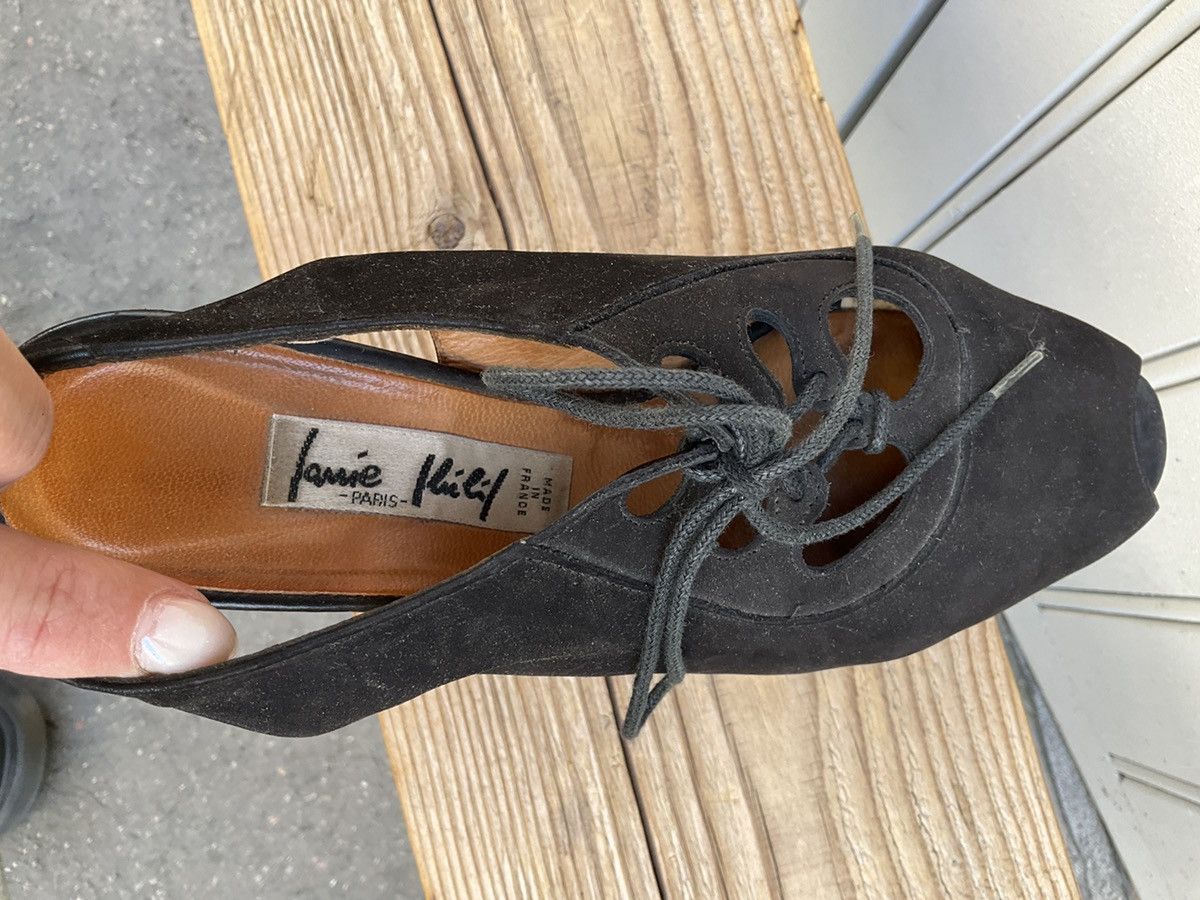 Vintage Brown leather retro-style wedge sandals by Janie Philip Size US 7 / IT 37 - 9 Thumbnail
