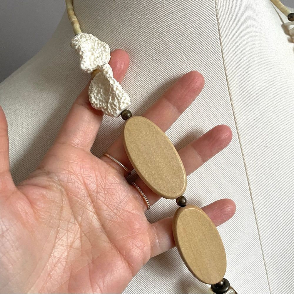 Vintage Vintage Treska Wood Coral Stone Bead Statement Necklace Size ONE SIZE - 4 Thumbnail