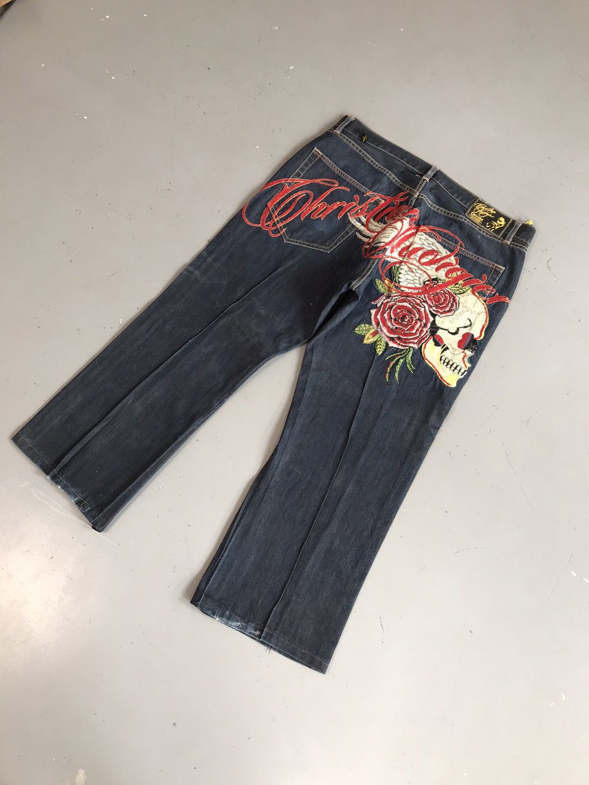 Christian Audigier × Designer × Vintage Vintage Christian Audigier Ed hardy crazy embroidered denim Size US 39 - 3 Thumbnail