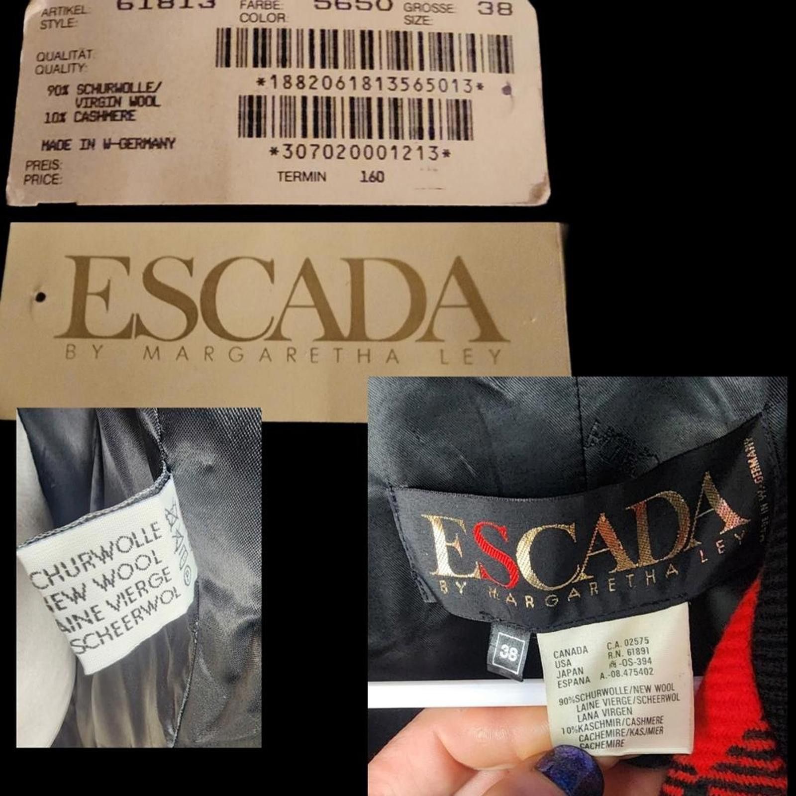 Escada Escada. 80s Plaid Wool Blend Blazer. Size: 38 Size M / US 6-8 / IT 42-44 - 2 Thumbnail