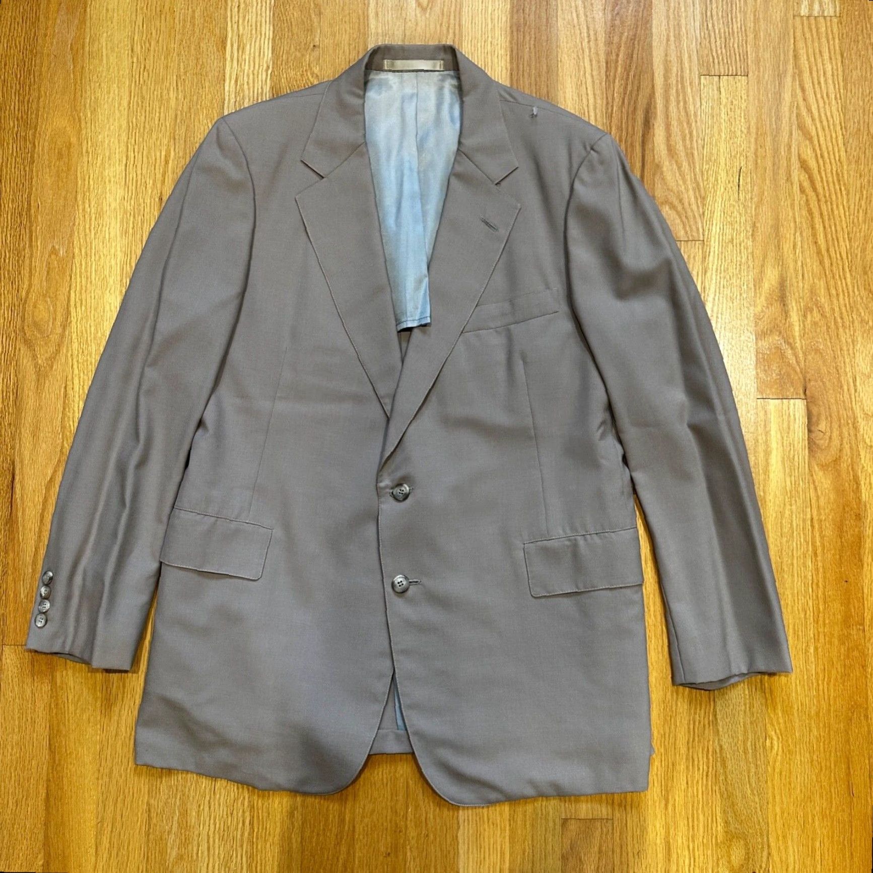 Vintage VINTAGE 1960s Rockabilly Beige Wool Suit Jacket Mens Size 44 Regular Waist 36 Inseam 29 Pants Size 44R - 2 Thumbnail