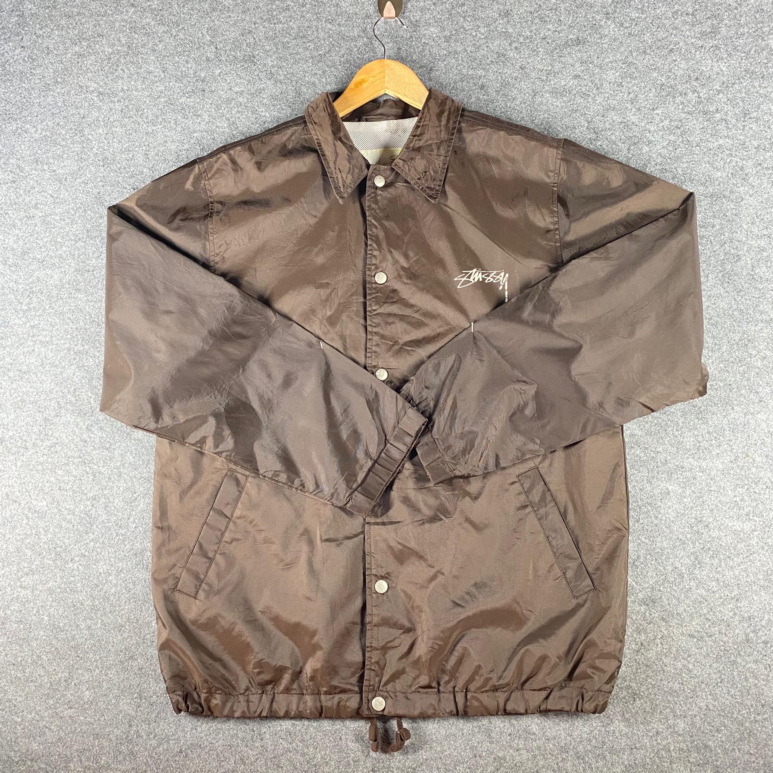 Stussy Stussy club jacket coated cotton brown sz large | Grailed