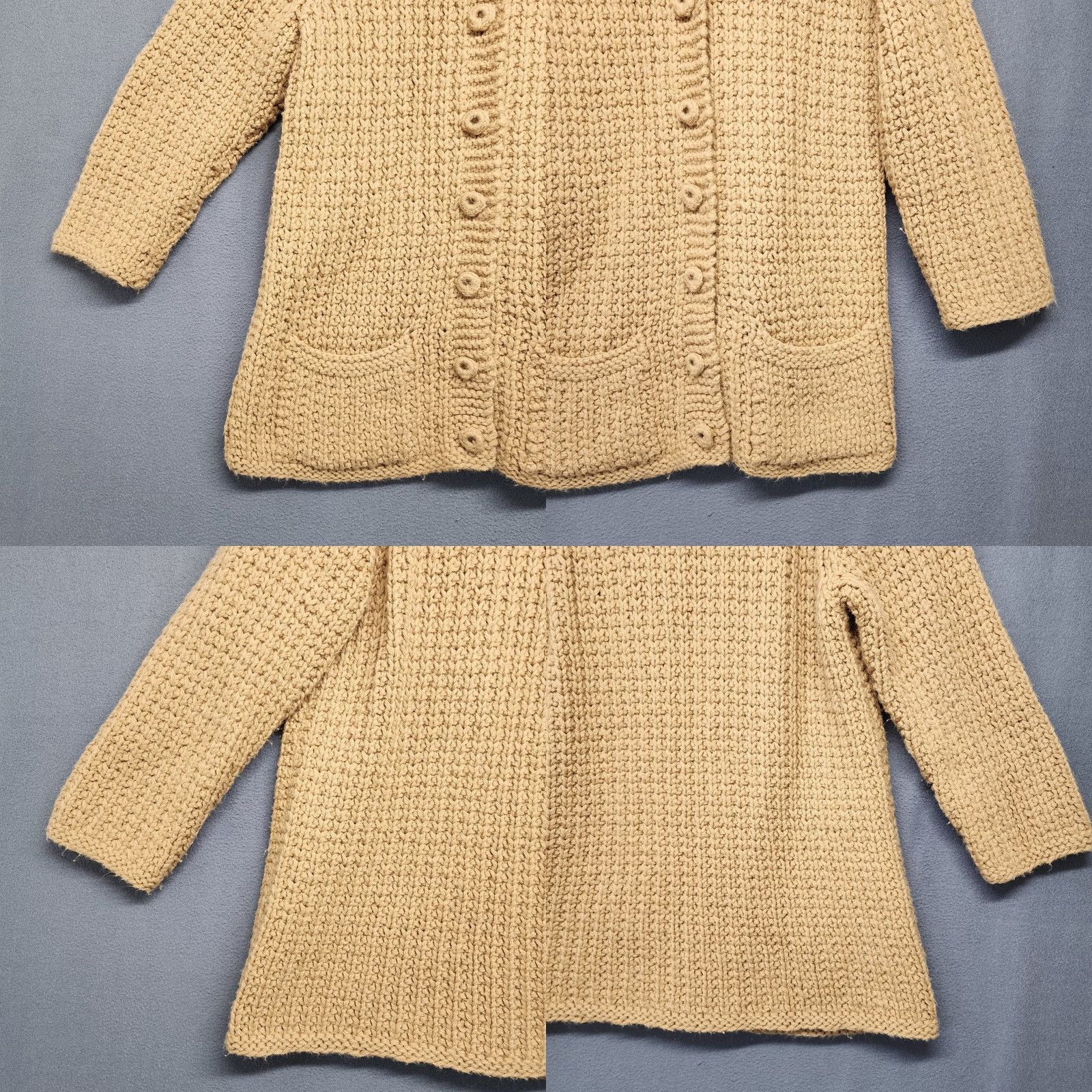 Vintage VINTAGE Handmade Sweater Cardigan Womens S/M Tan Long Sleeve Wool Blend? (retain original words only) Size M / US 6-8 / IT 42-44 - 8 Thumbnail