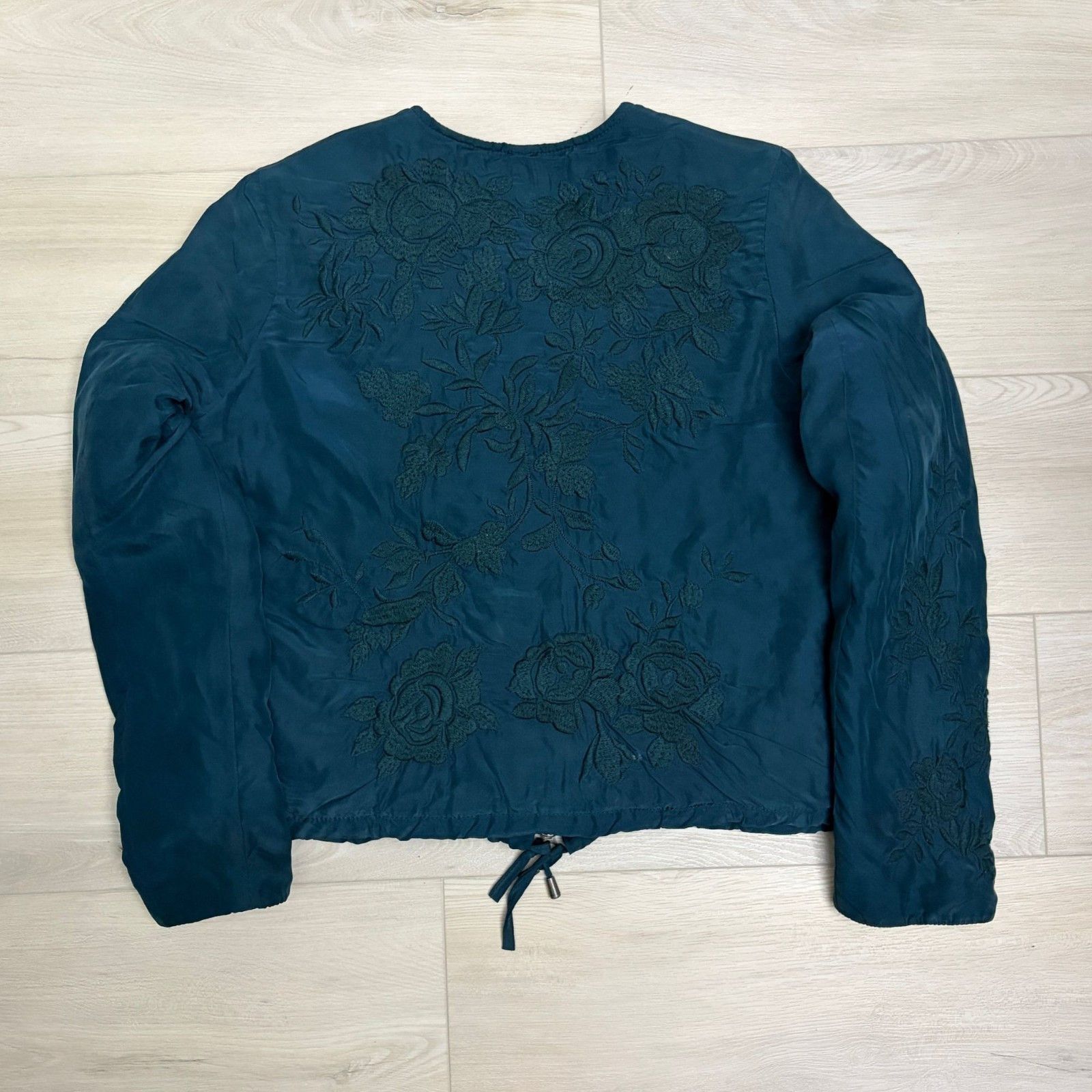 Free People FREE PEOPLE 100% SILK Cropped Velvet Lined Bomber Jacket XS Size XS / US 0-2 / IT 36-38 - 3 Thumbnail