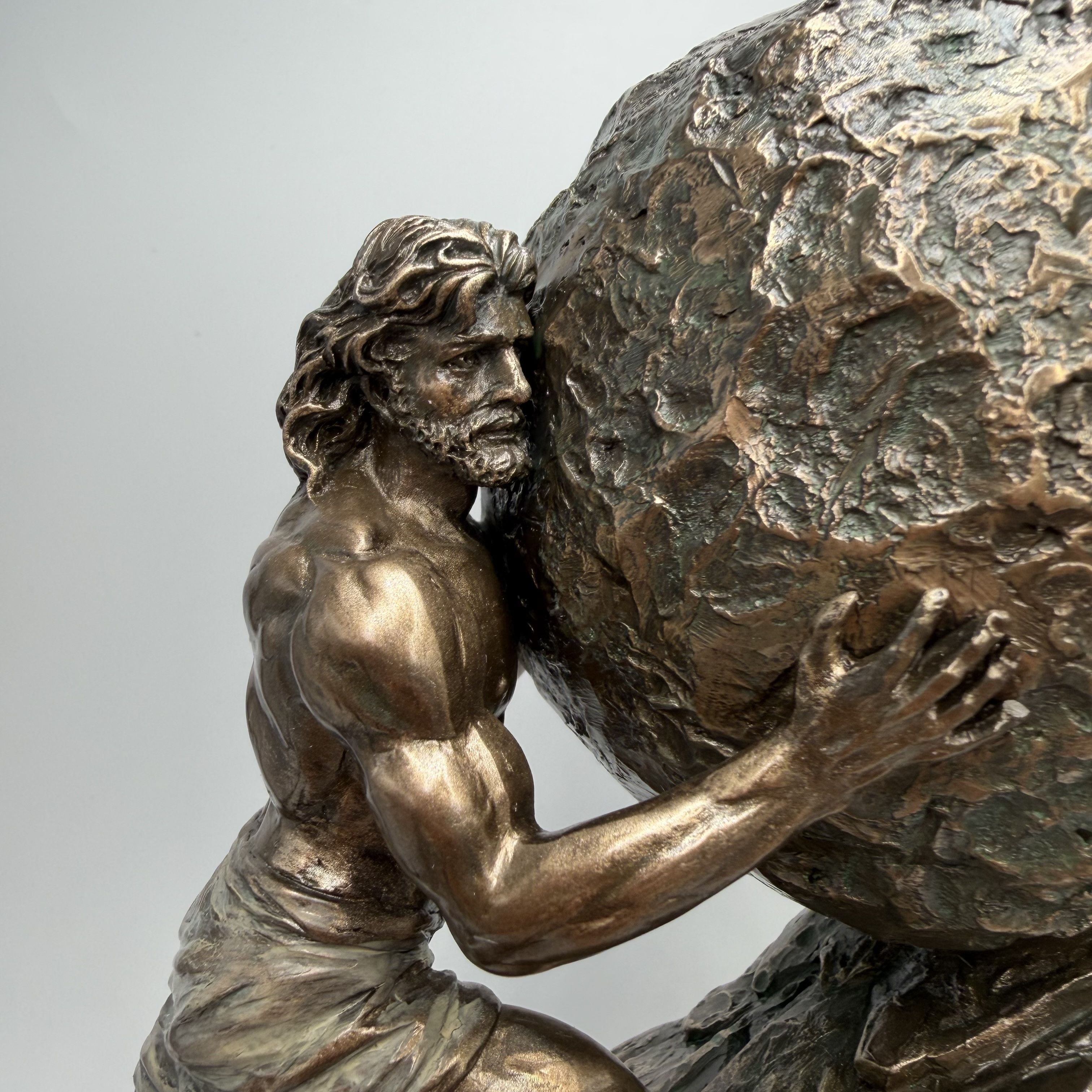 Vintage Sisyphus Bronze Finish Figurine Polystone Greek Mythology Size ONE SIZE - 9 Thumbnail