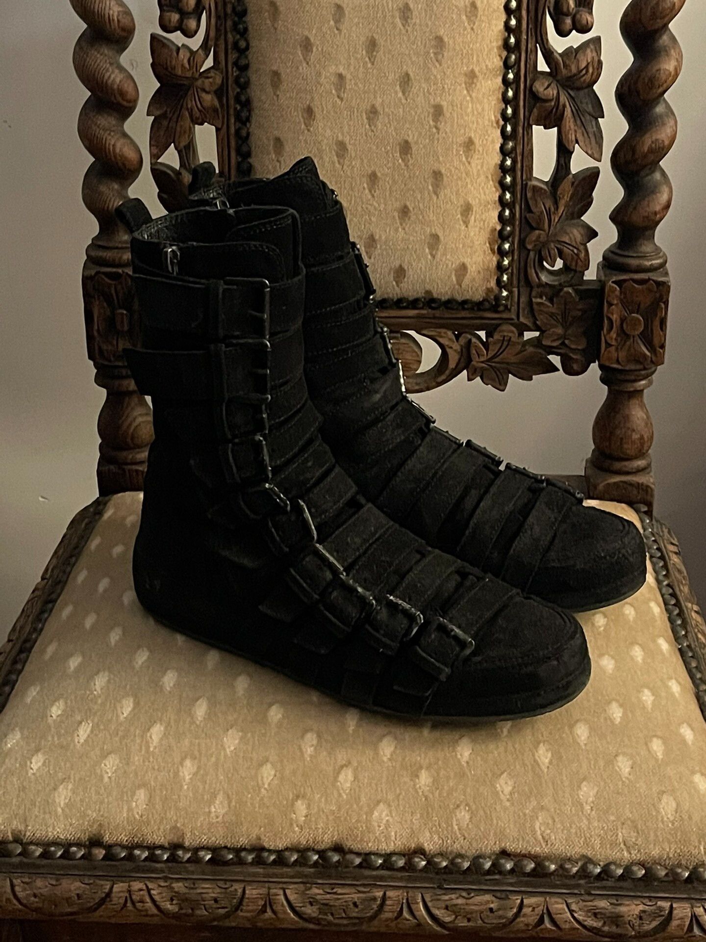 ann demeulemeester suede high-top boots