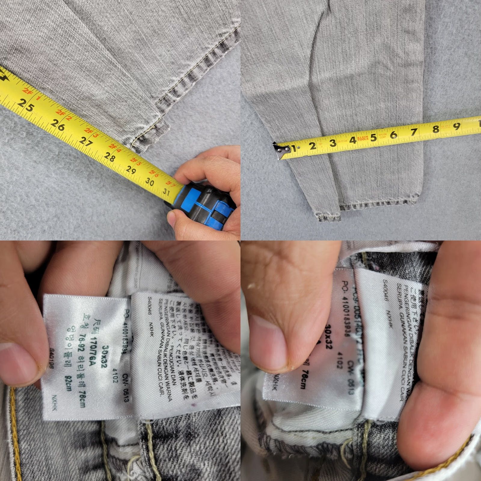 Levi's Levi's Jeans Mens 30x32 Gray Slim Fit Modern Western Denim Straight 5-Pocket Jeans Slim Sh fit Mens 90s City Pattern Solid Medium Wash Gray Size US 30 / EU 46 - 9 Thumbnail